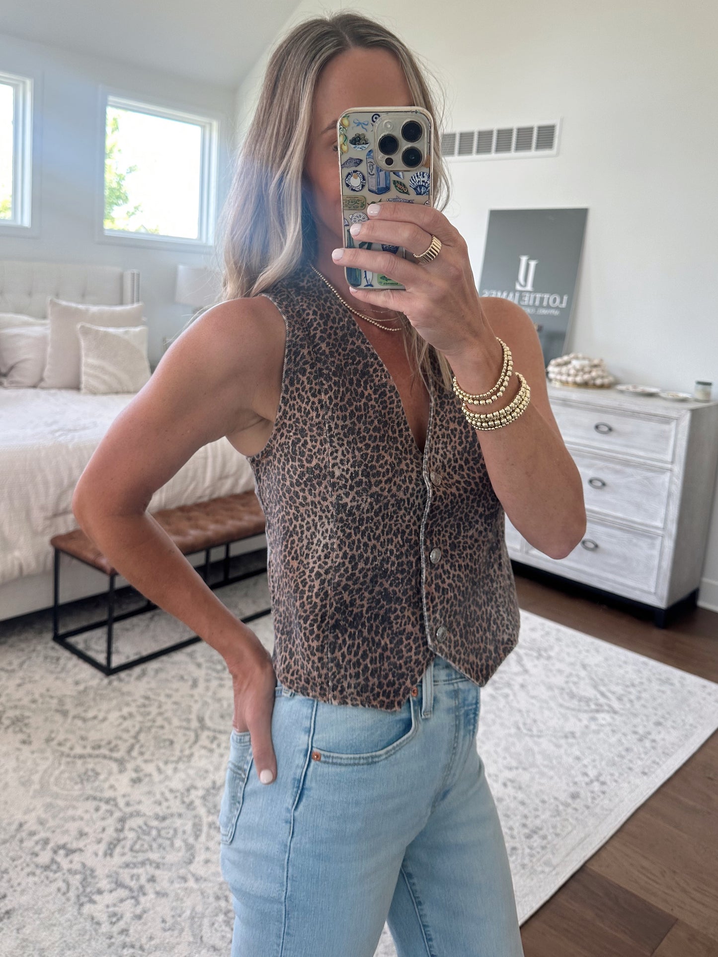 Leopard Denim Vest