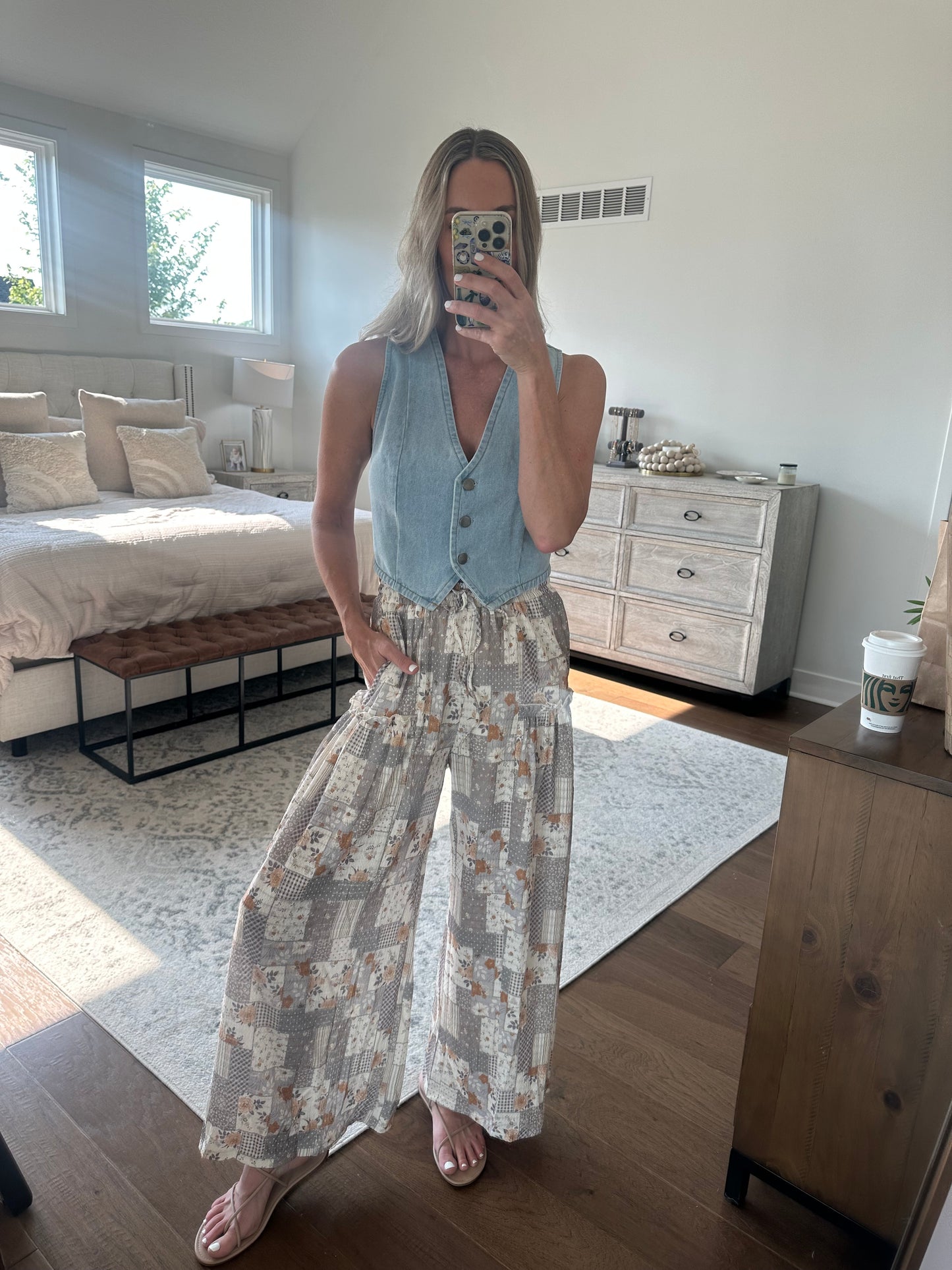 Patchwork Wide Leg Pant