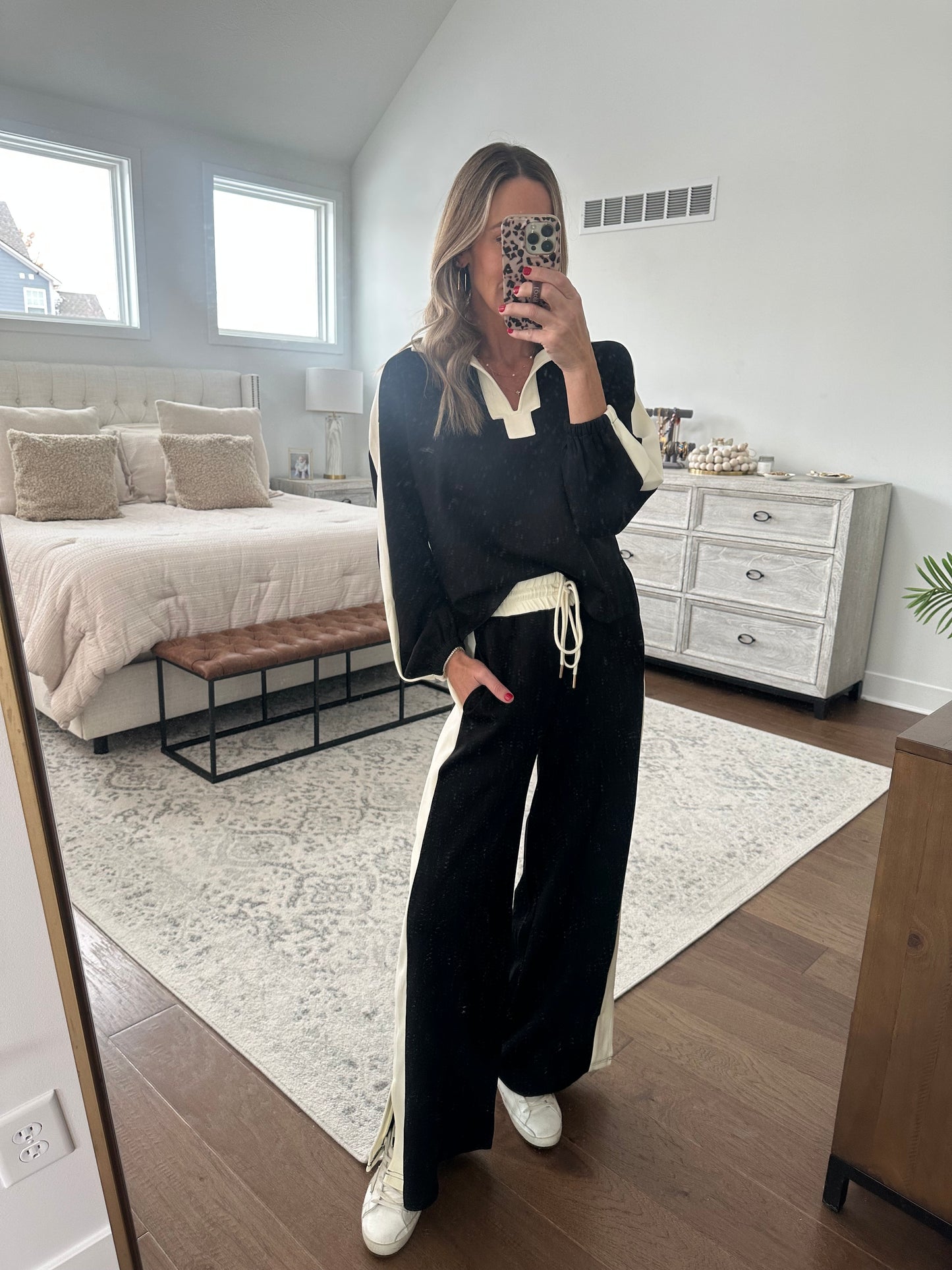 Black & Cream Track Pant