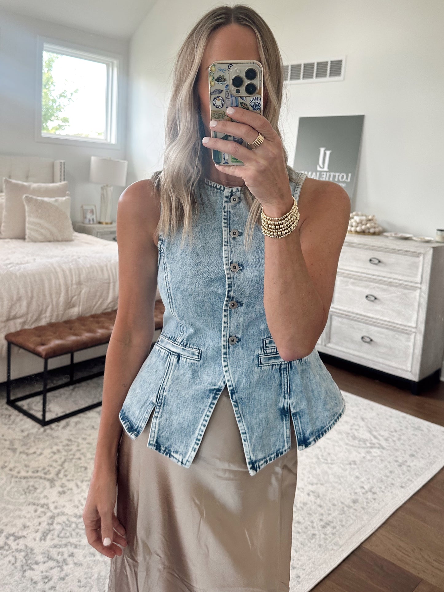 Denim Peplum Top