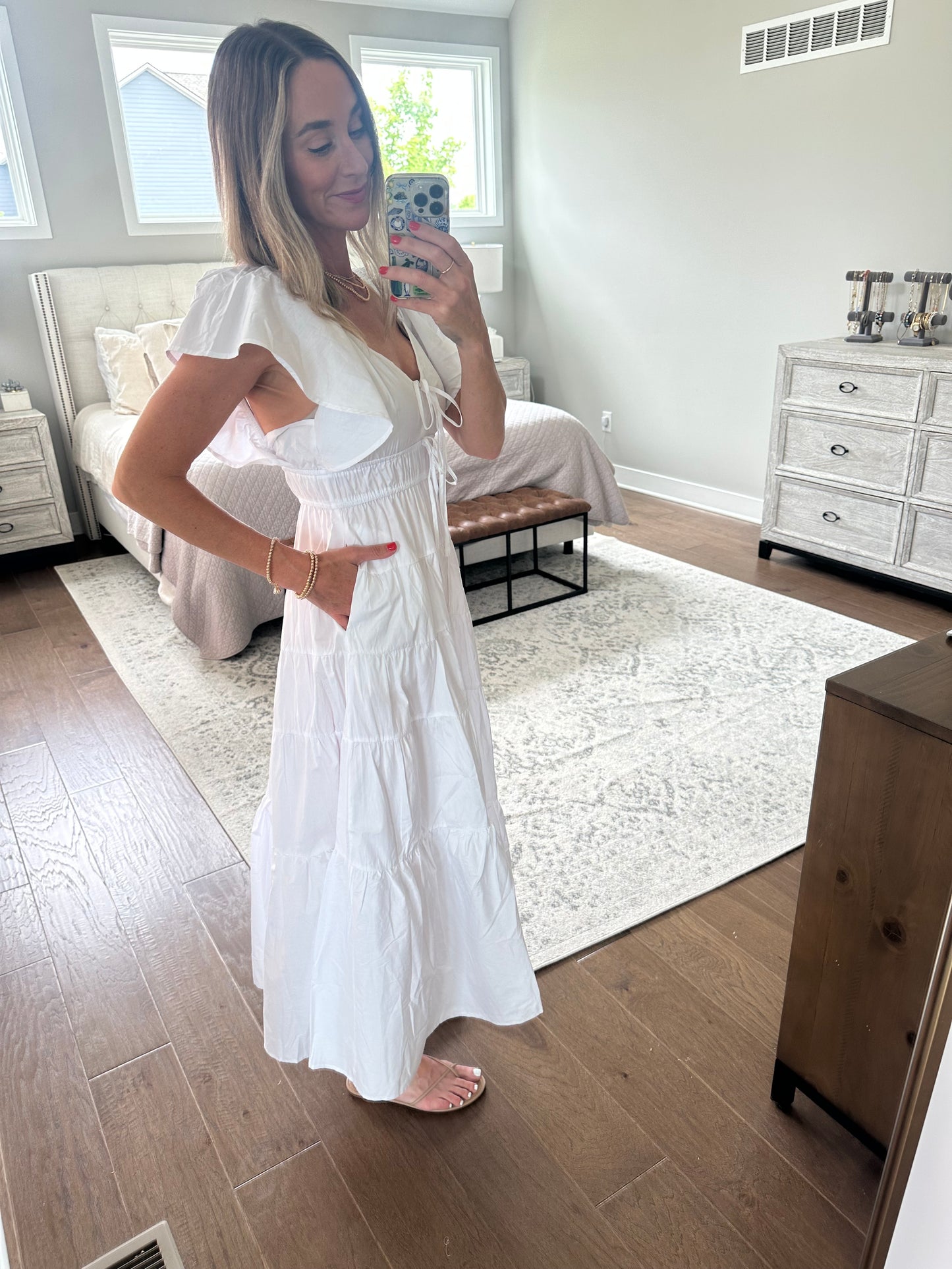 Tie Front Maxi-White