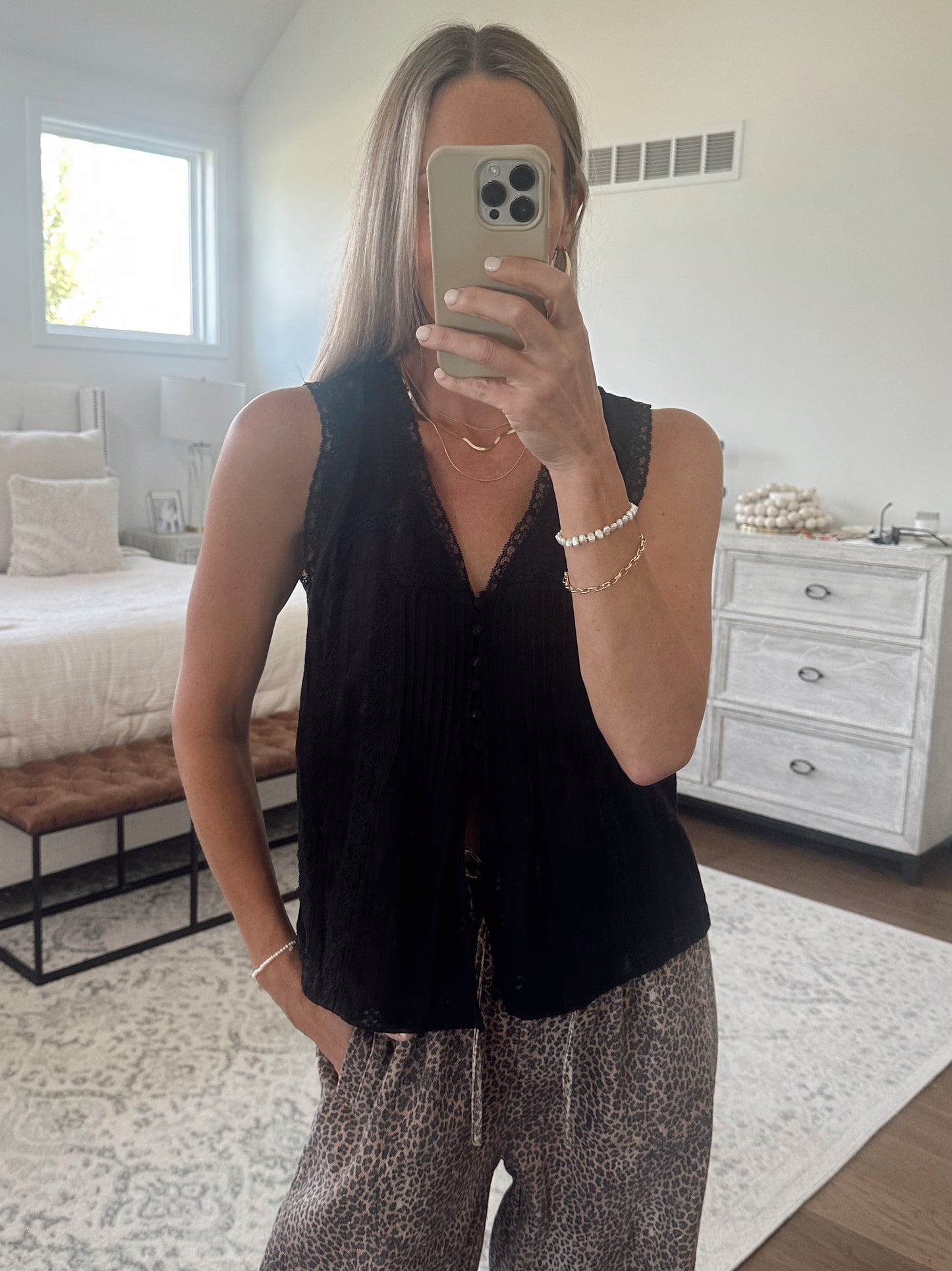 Black Pleat Blouse