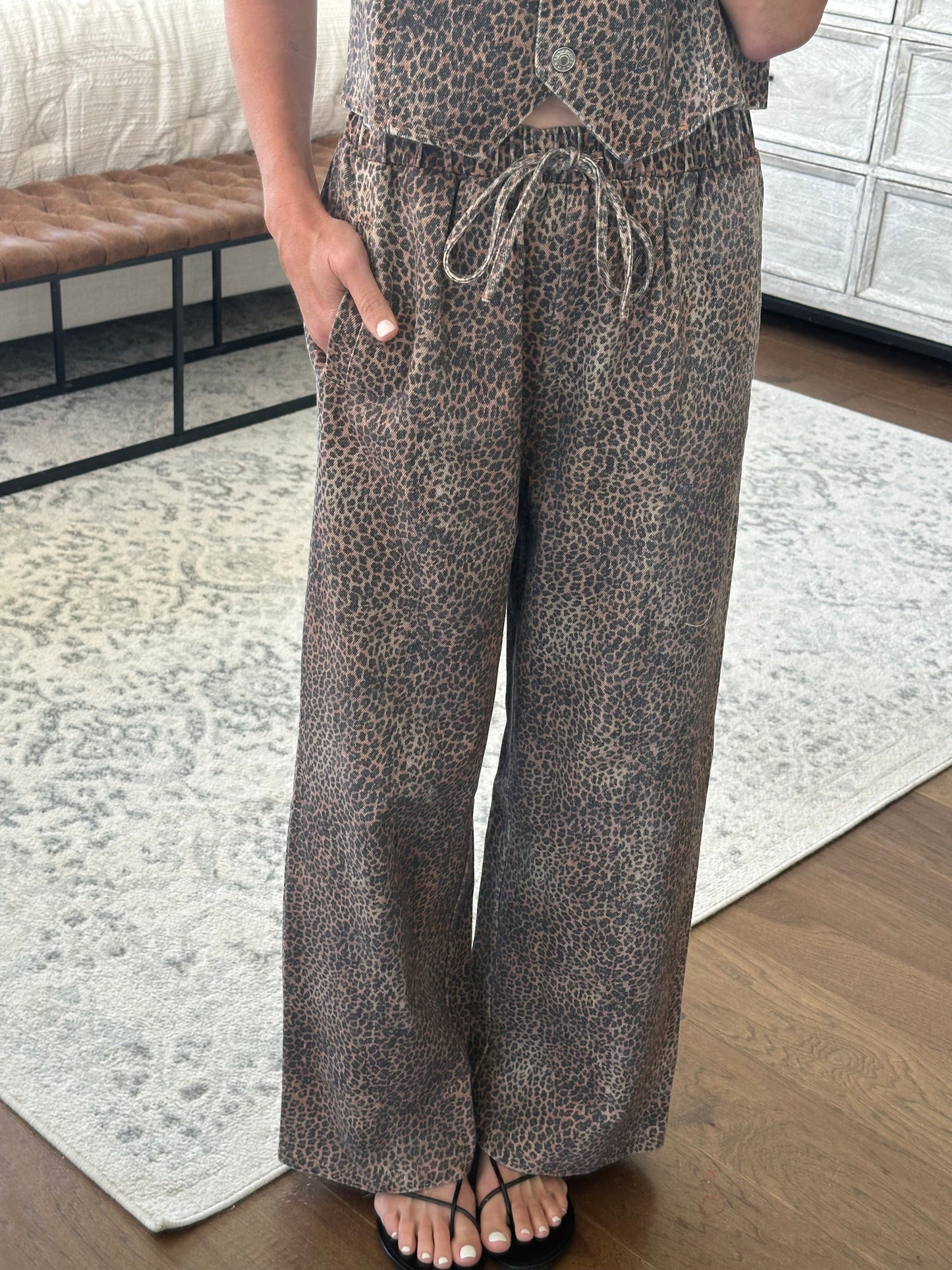 Leopard Denim Pants