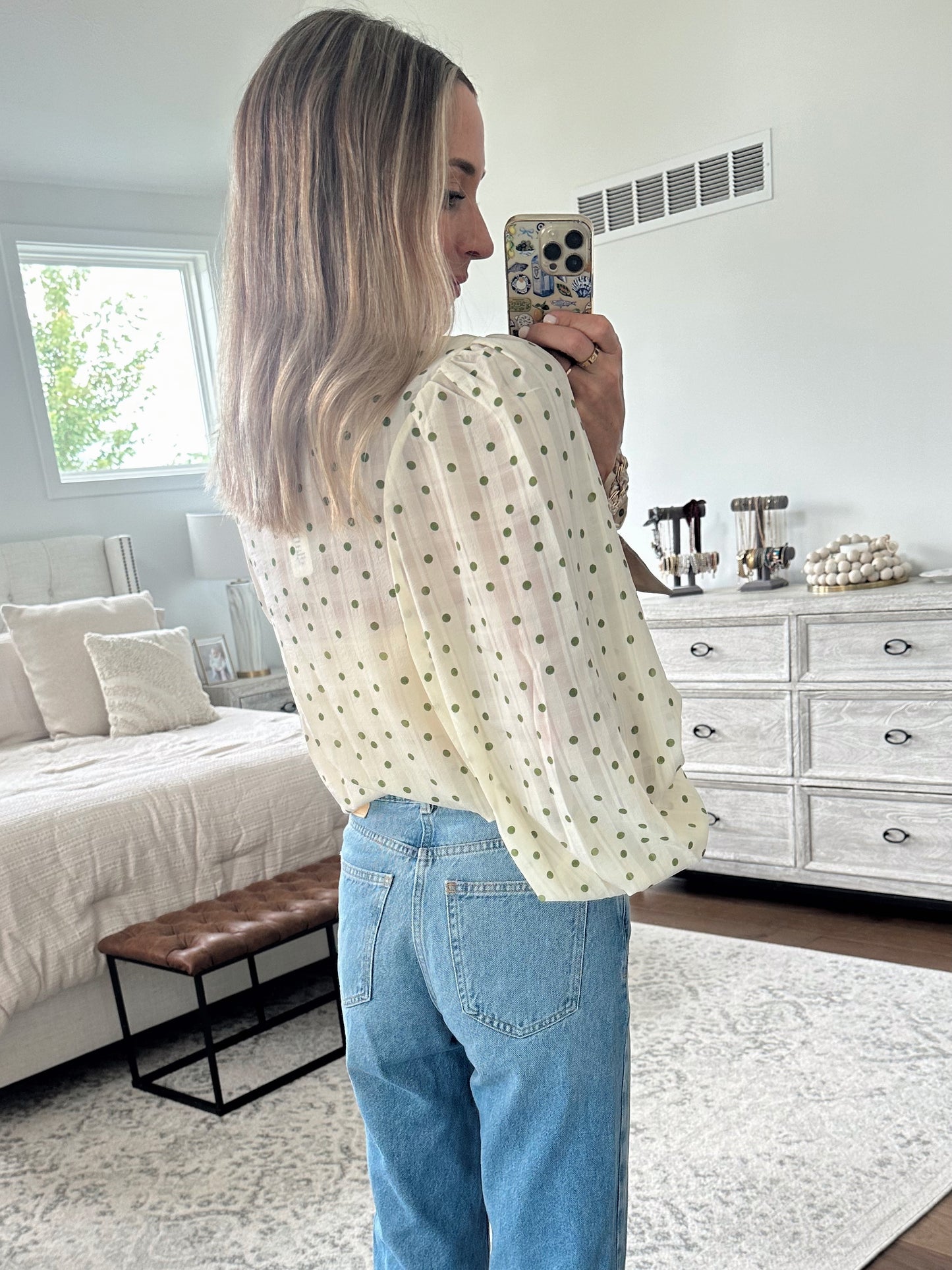Lime Polka Dot Top