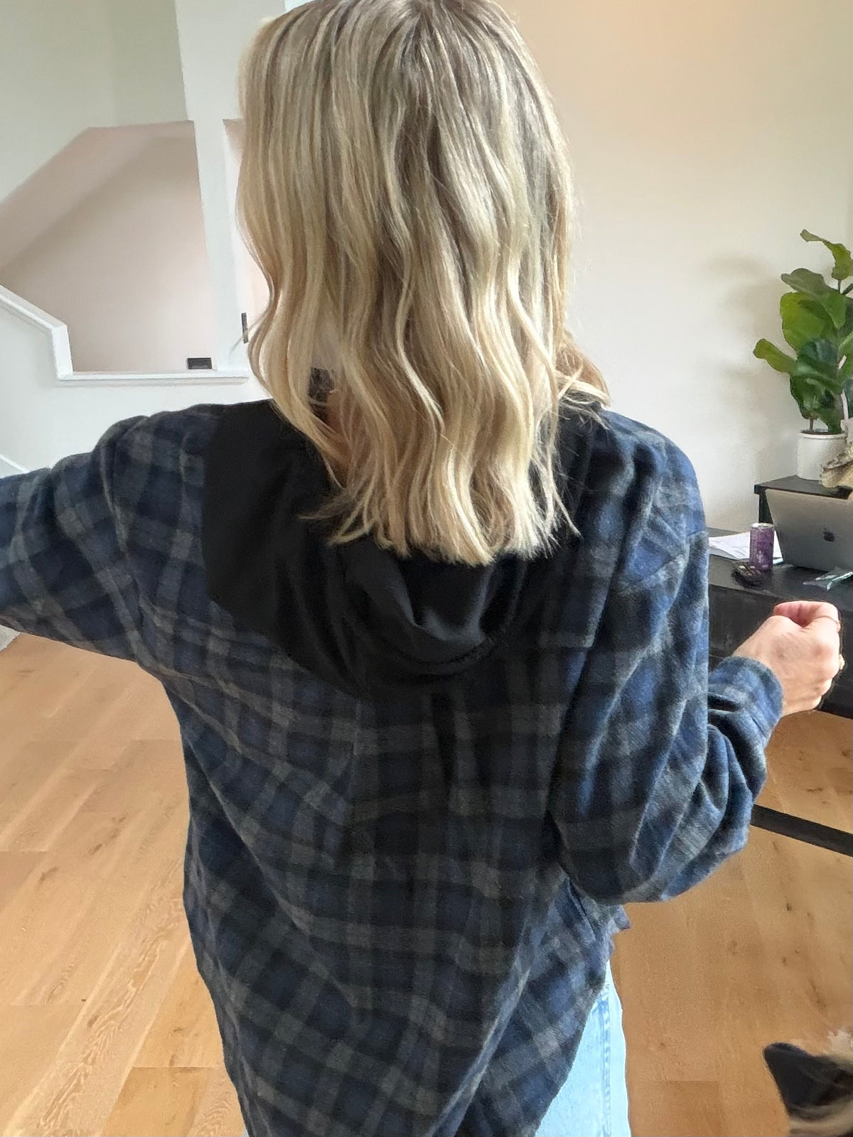 Navy Hooded Flannel