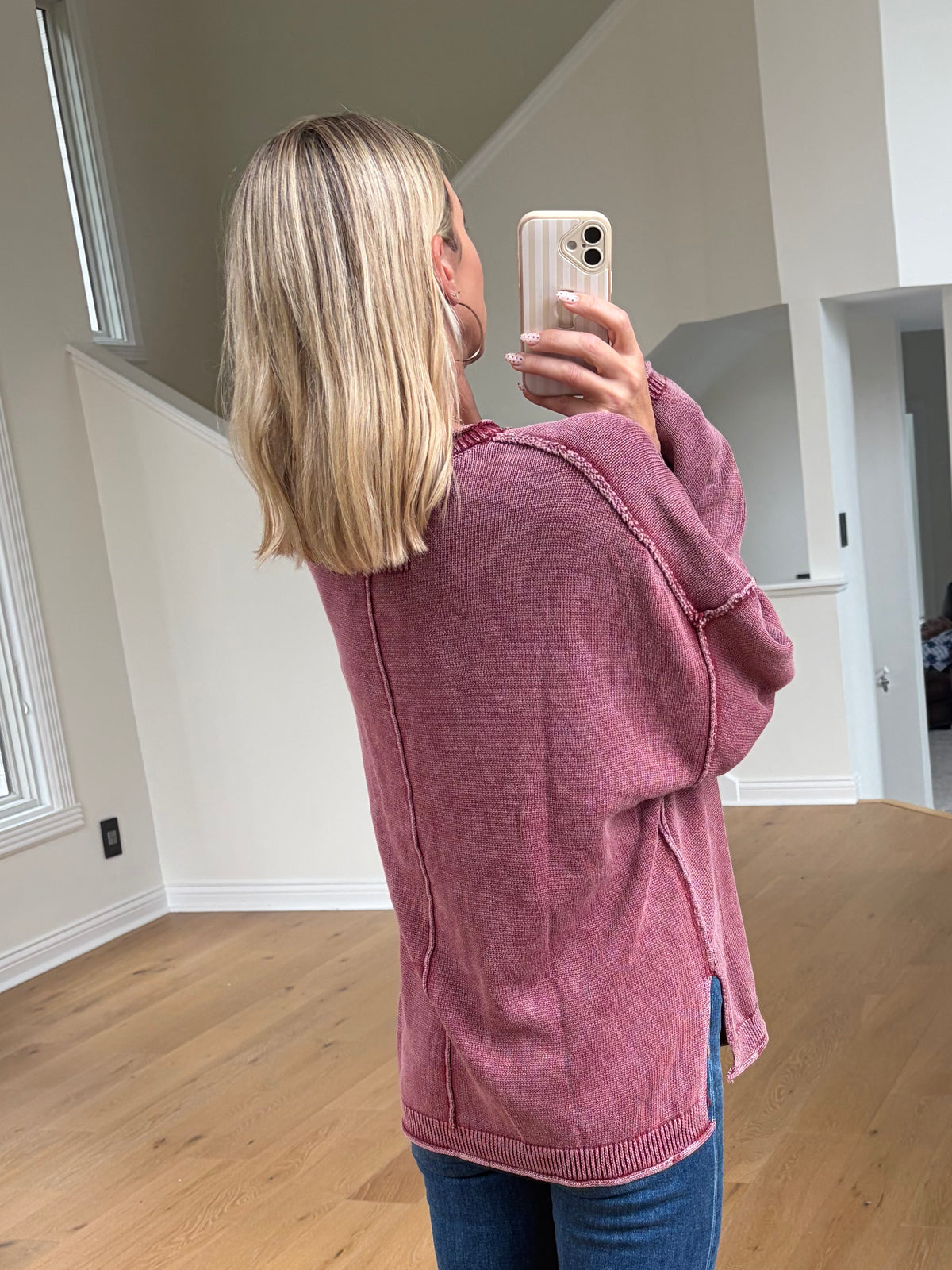 Burgundy Drop Sleeve Sweater