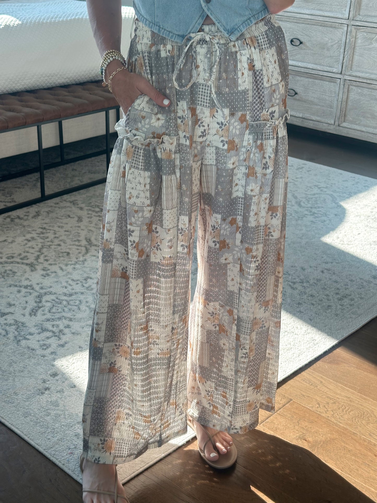 Patchwork Wide Leg Pant