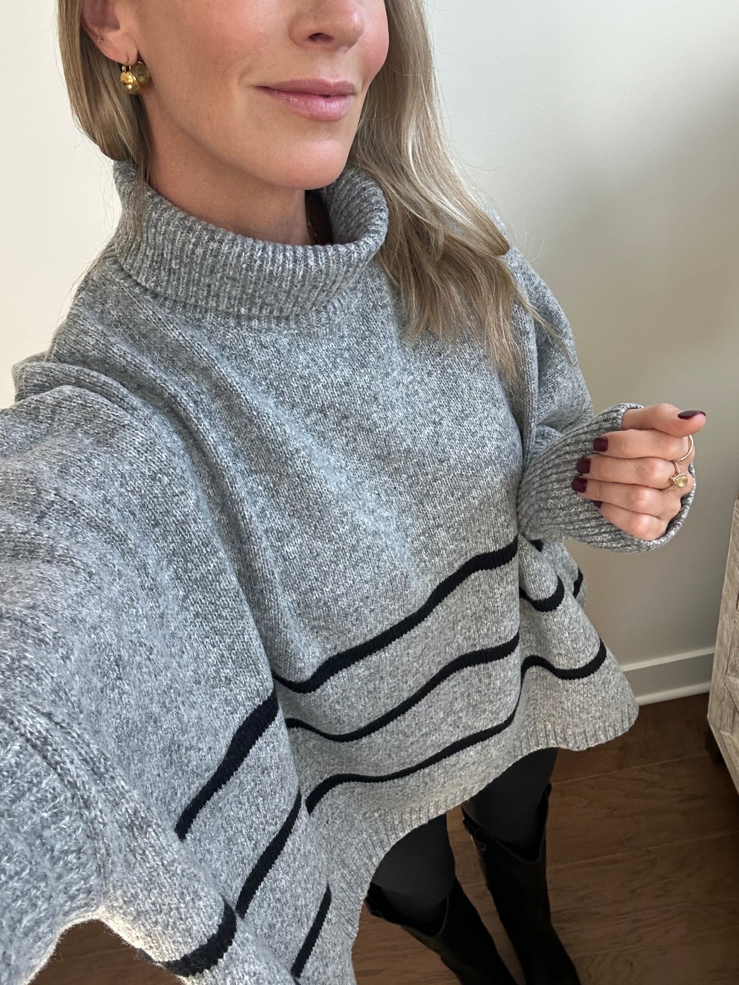 Grey Cowl Neck Sweater