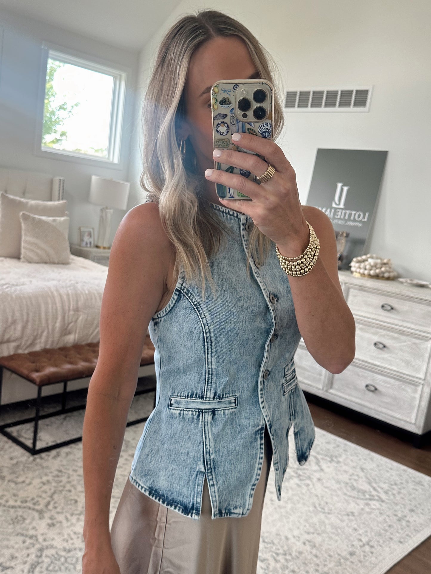 Denim Peplum Top