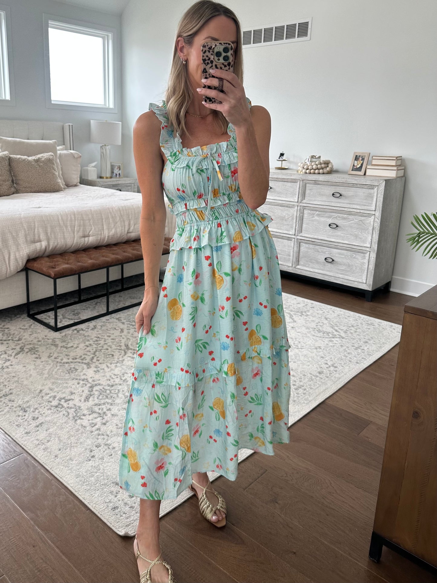 Tropical Ruffle Maxi Dress
