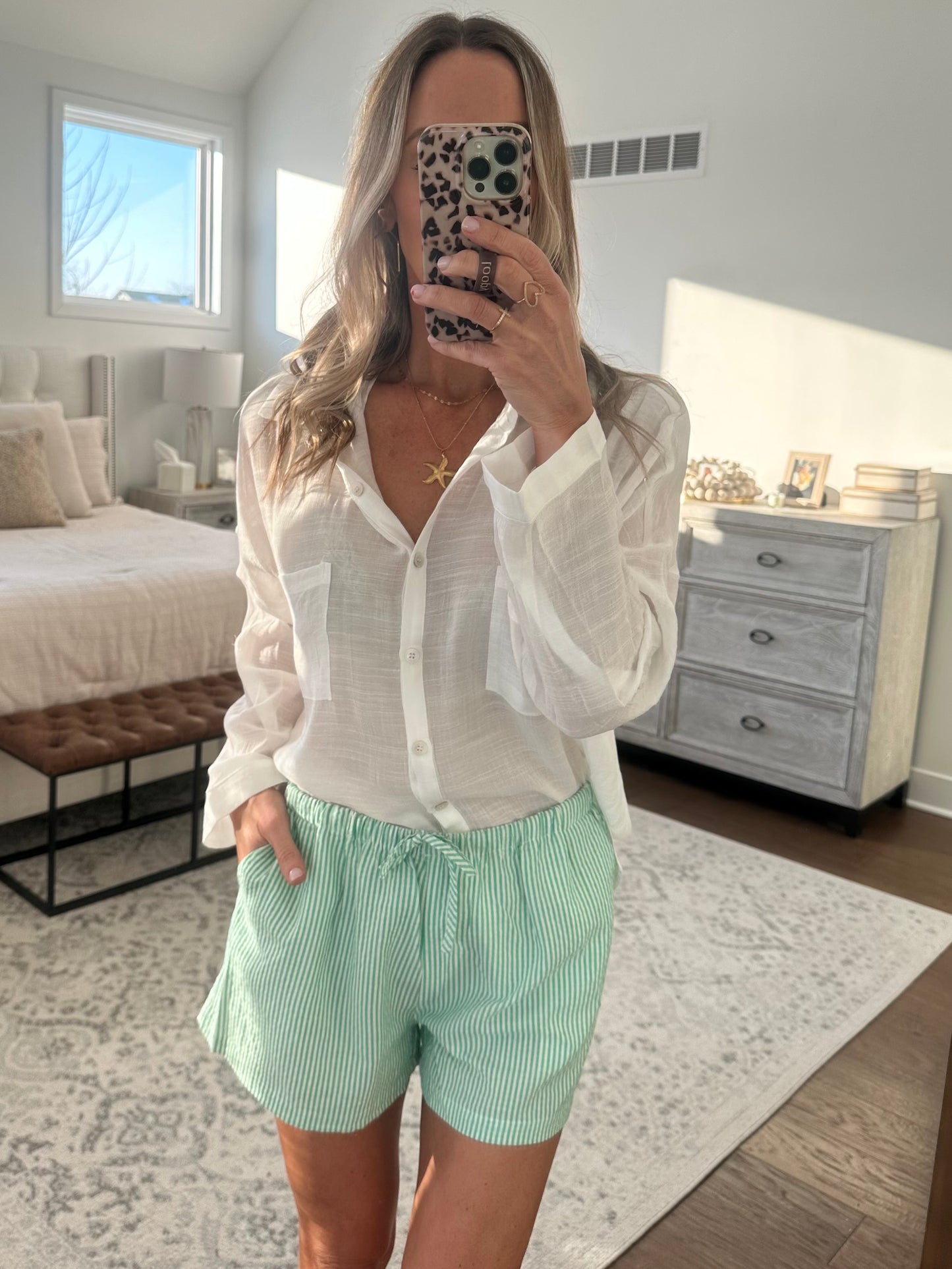 White Gauze Button Down