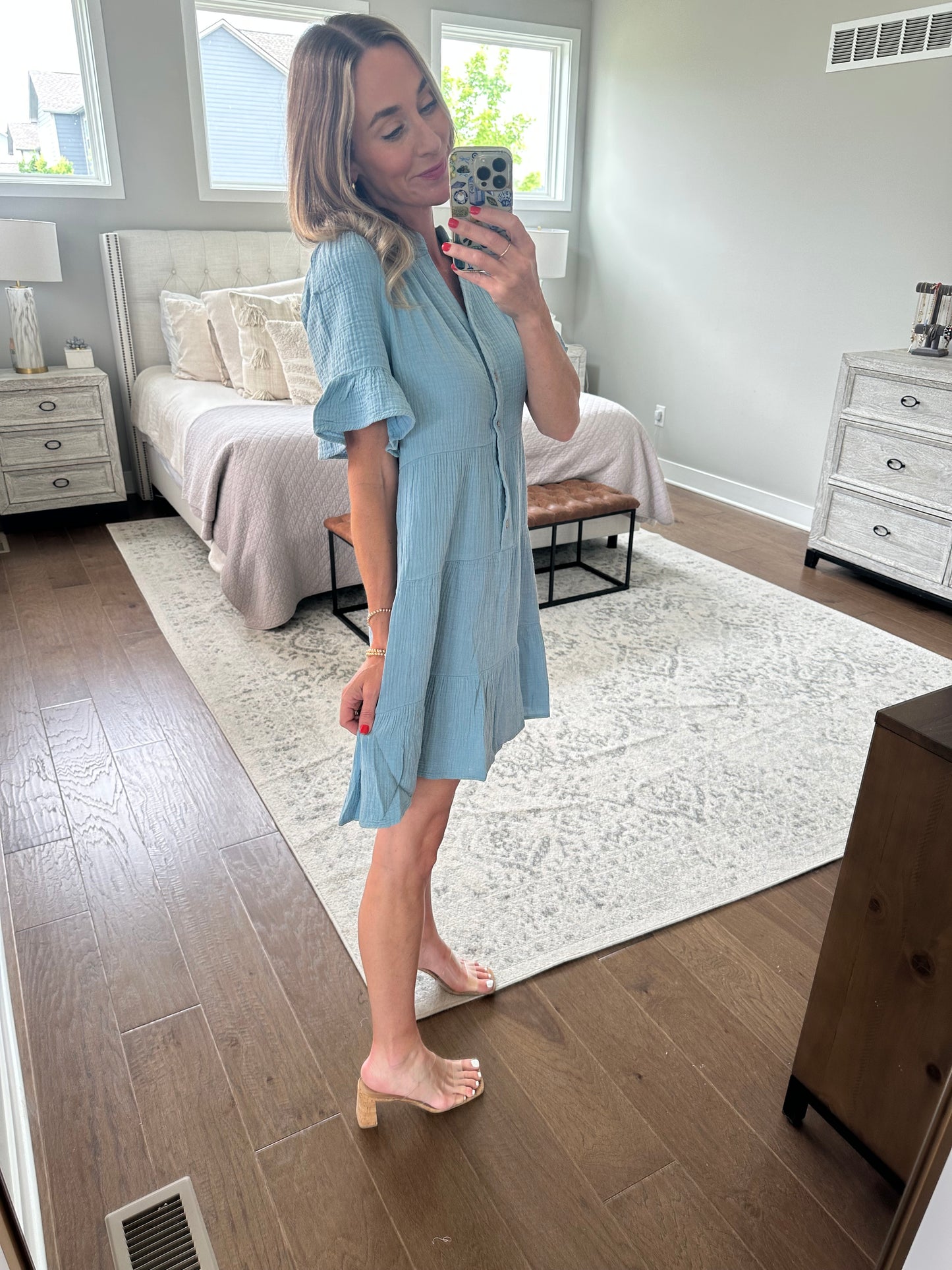 Flutter Sleeve Woven Dress