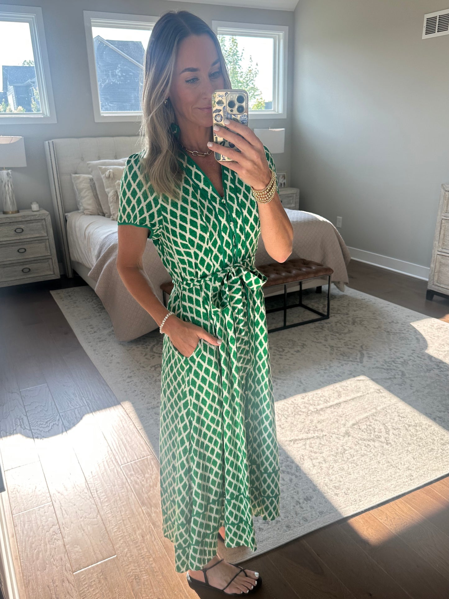 Green Geo Print Maxi