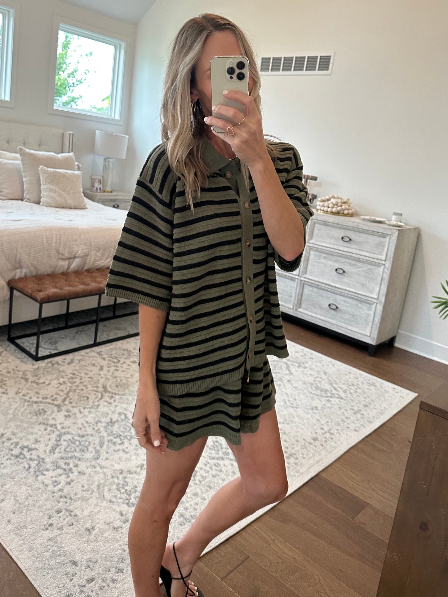 Olive Striped Set