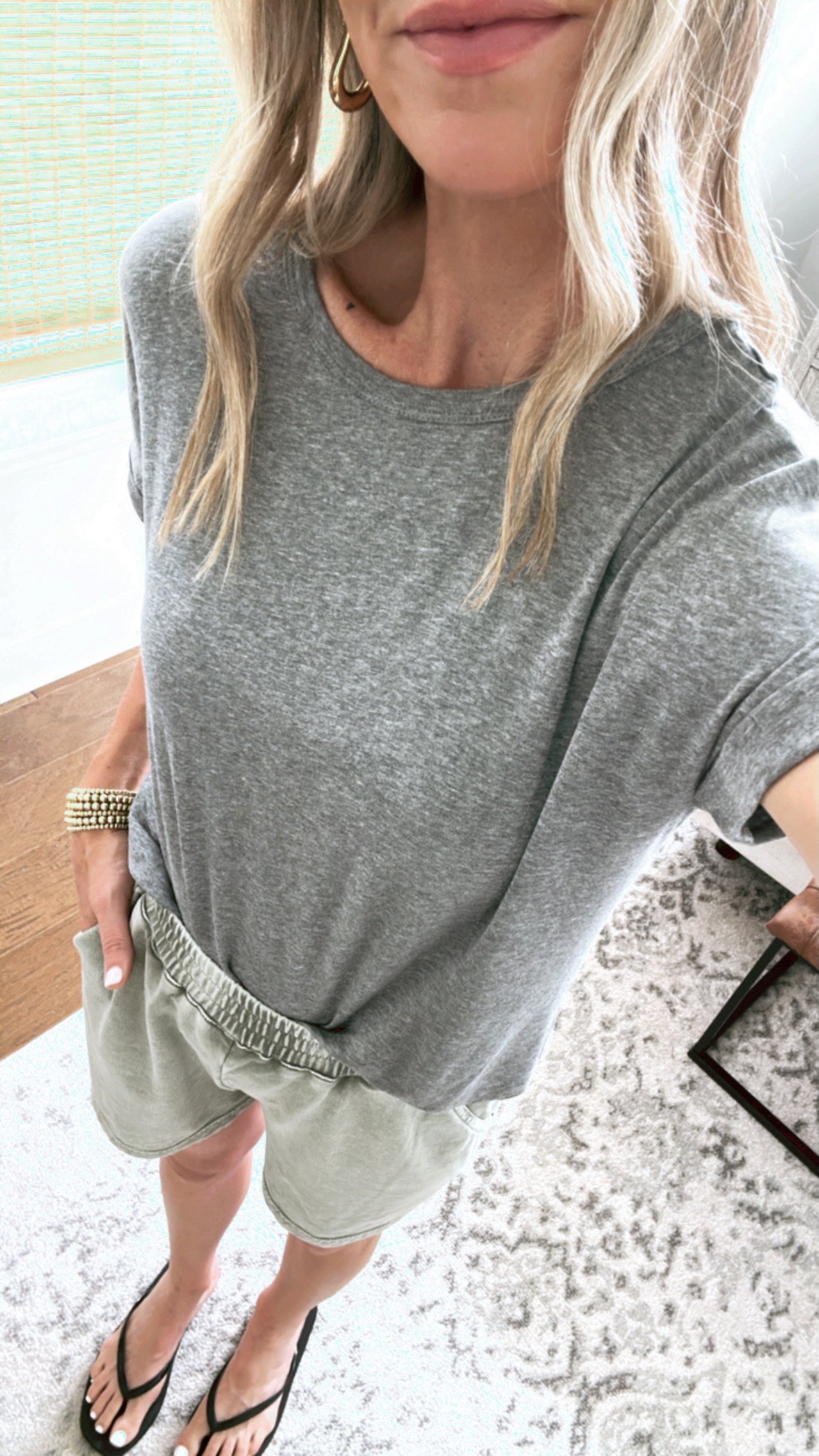 Soft Flowy Tee- Grey