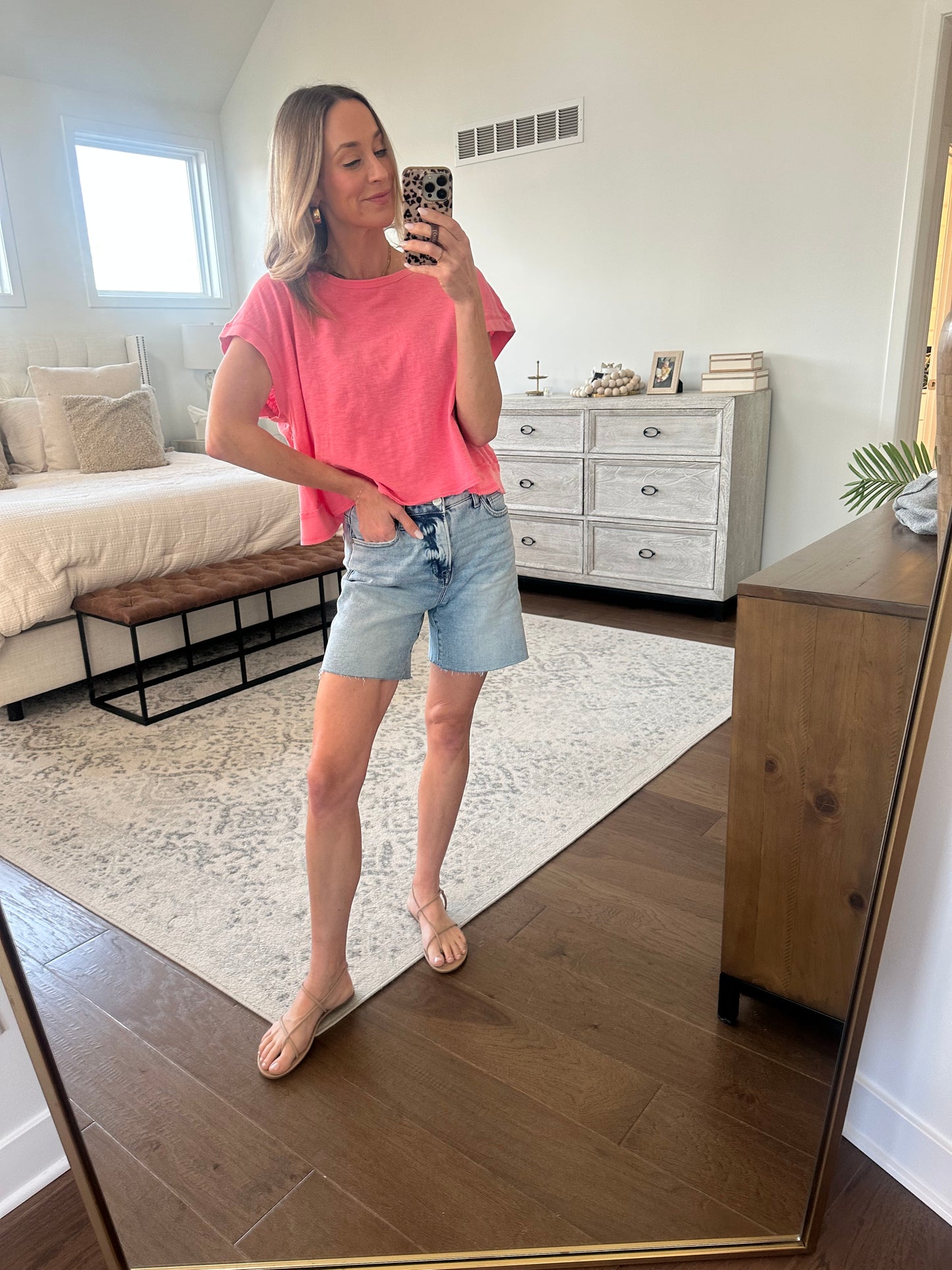 Pink Open Back Short Sleeve Top