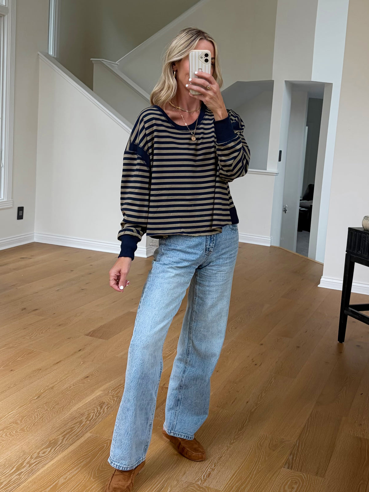 Navy Striped Top