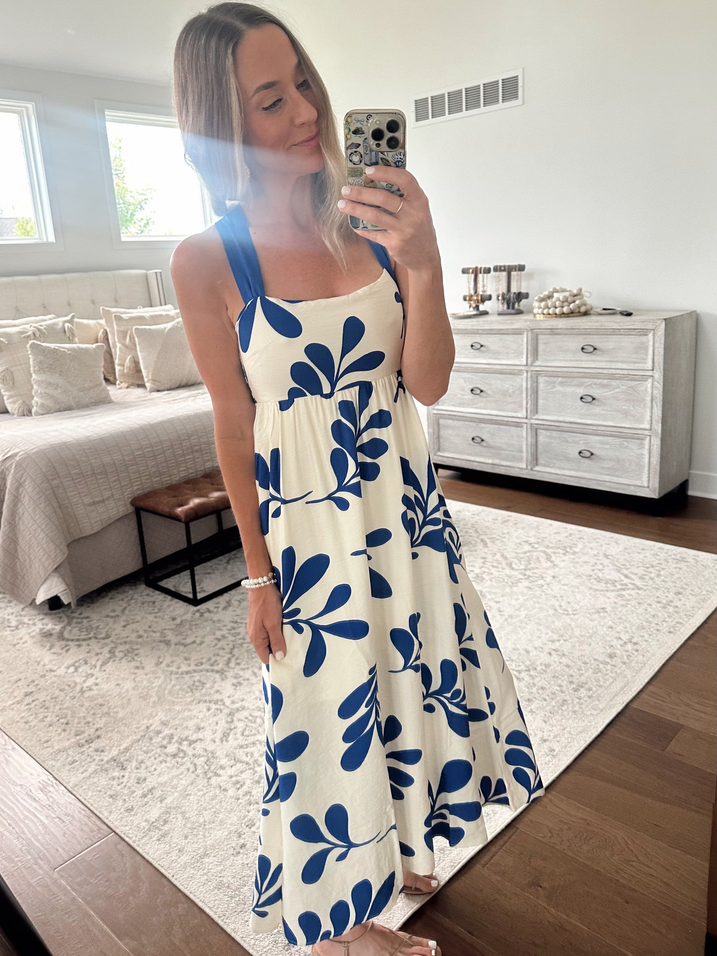 Leaf Print Midi Dress