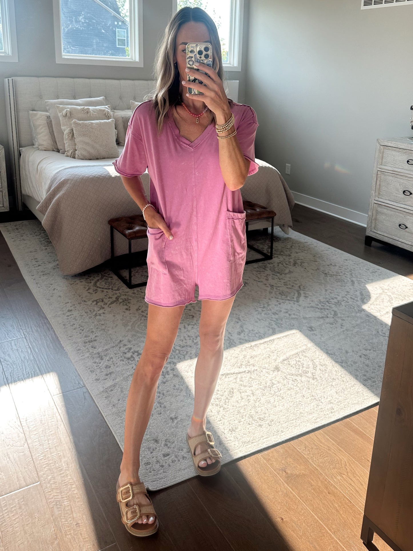 Acid Wash Romper- Orchid