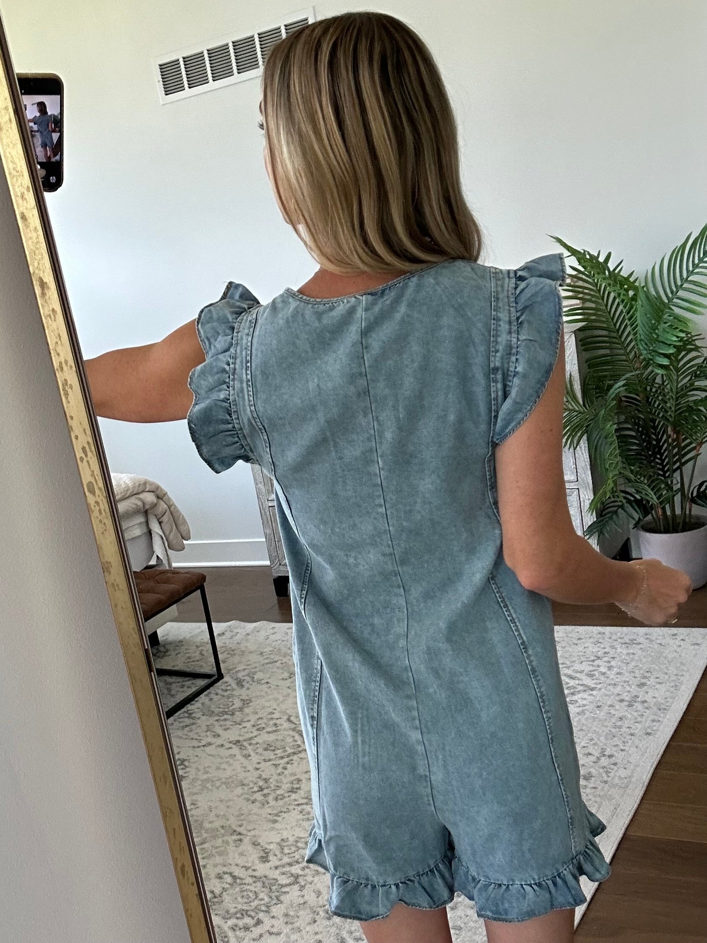 Denim Ruffle Romper