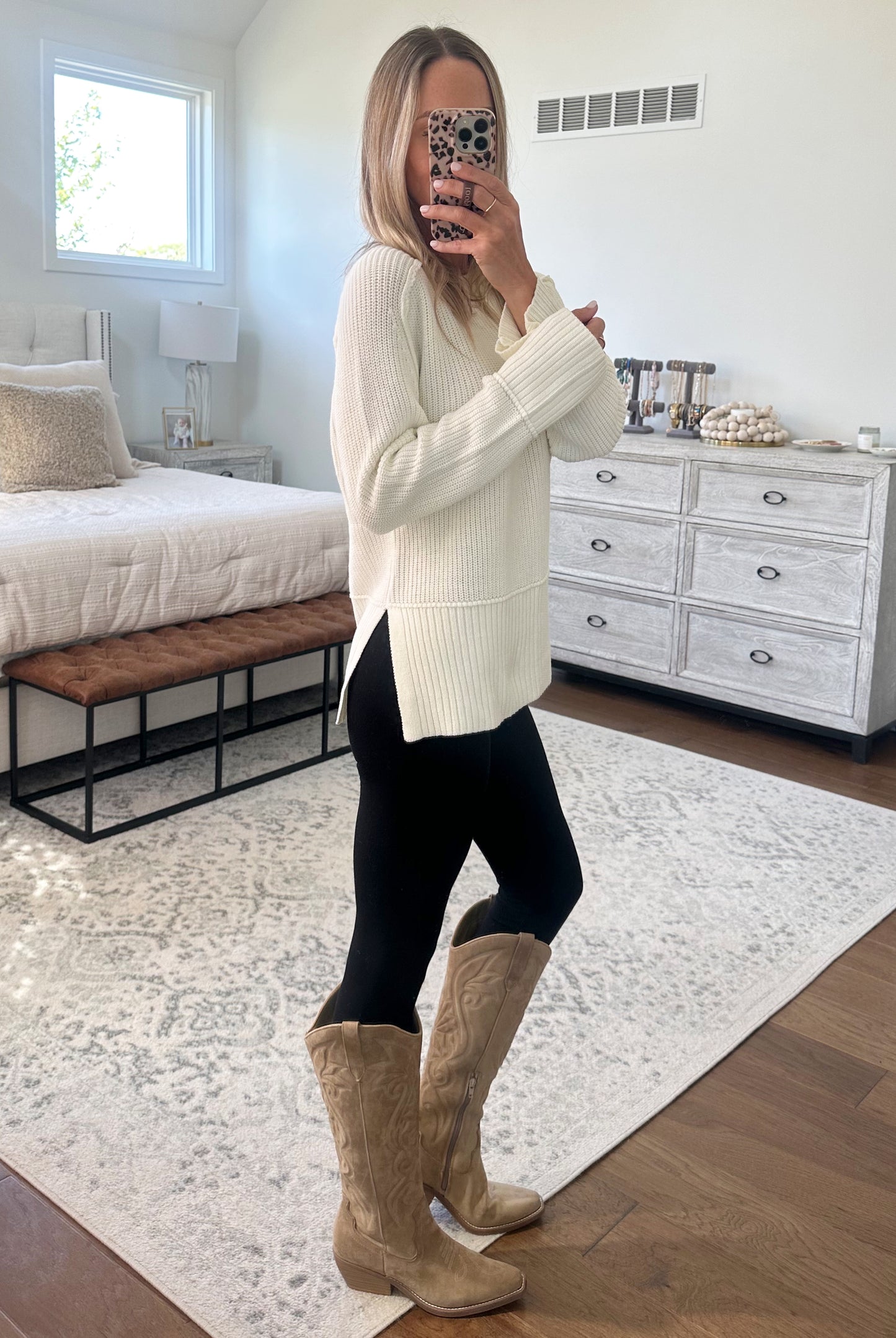 Cream Round Neck Sweater