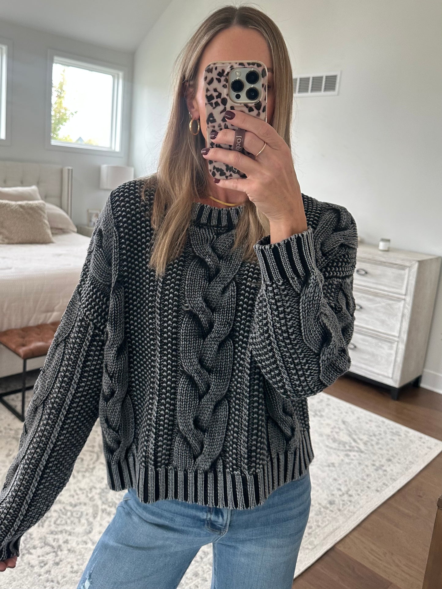 Charcoal Cable Knit Sweater
