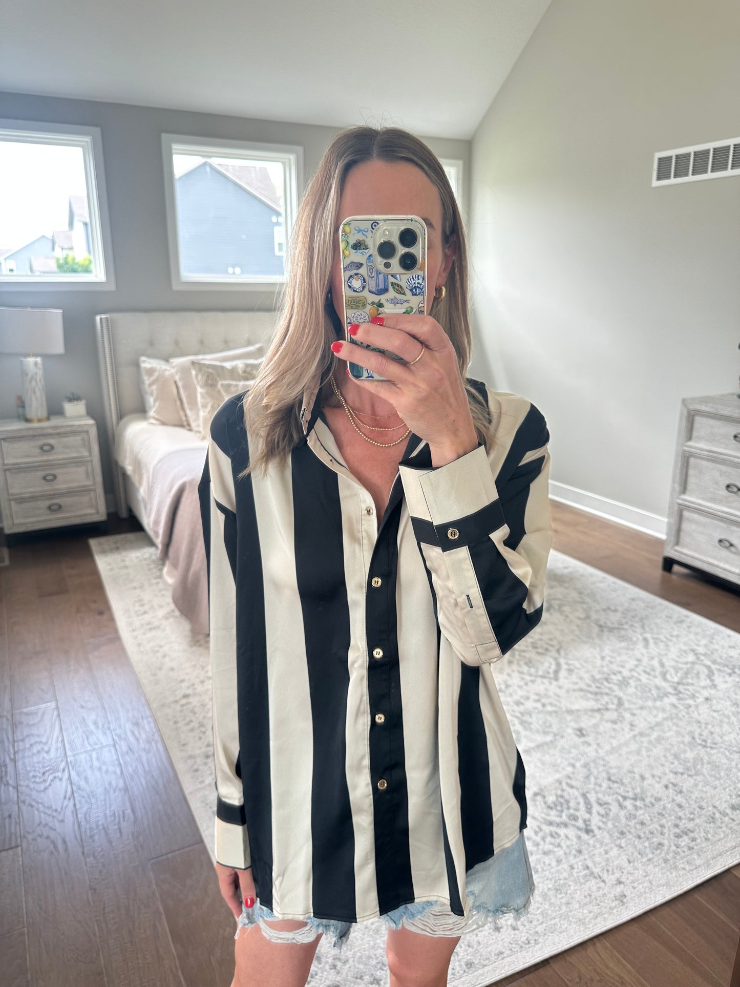 Satin Striped Blouse
