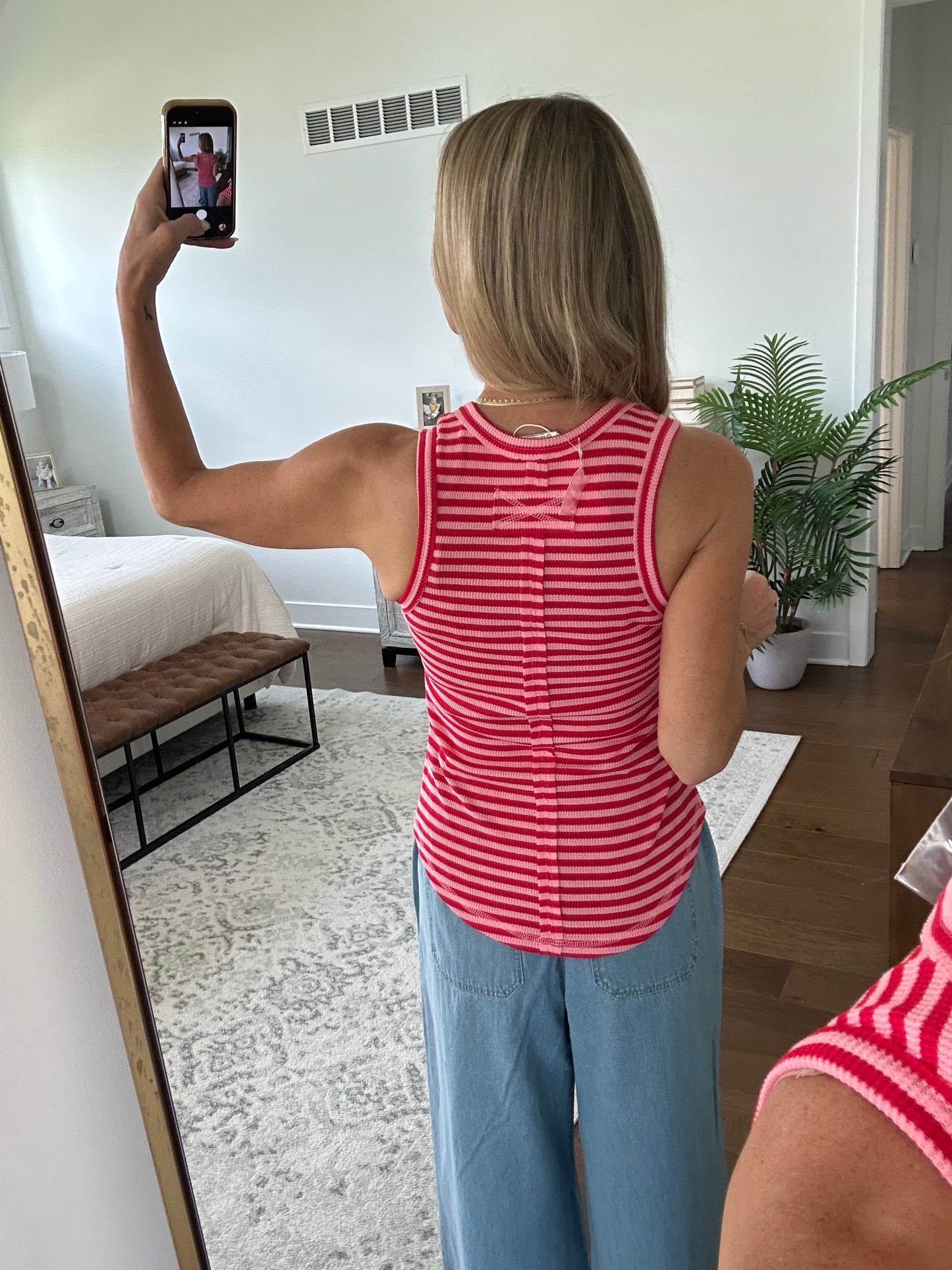 Knit Tank- Red/Pink
