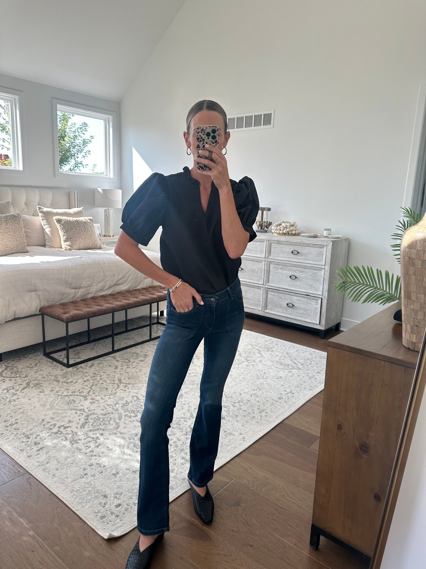 Black Puff Sleeve Top