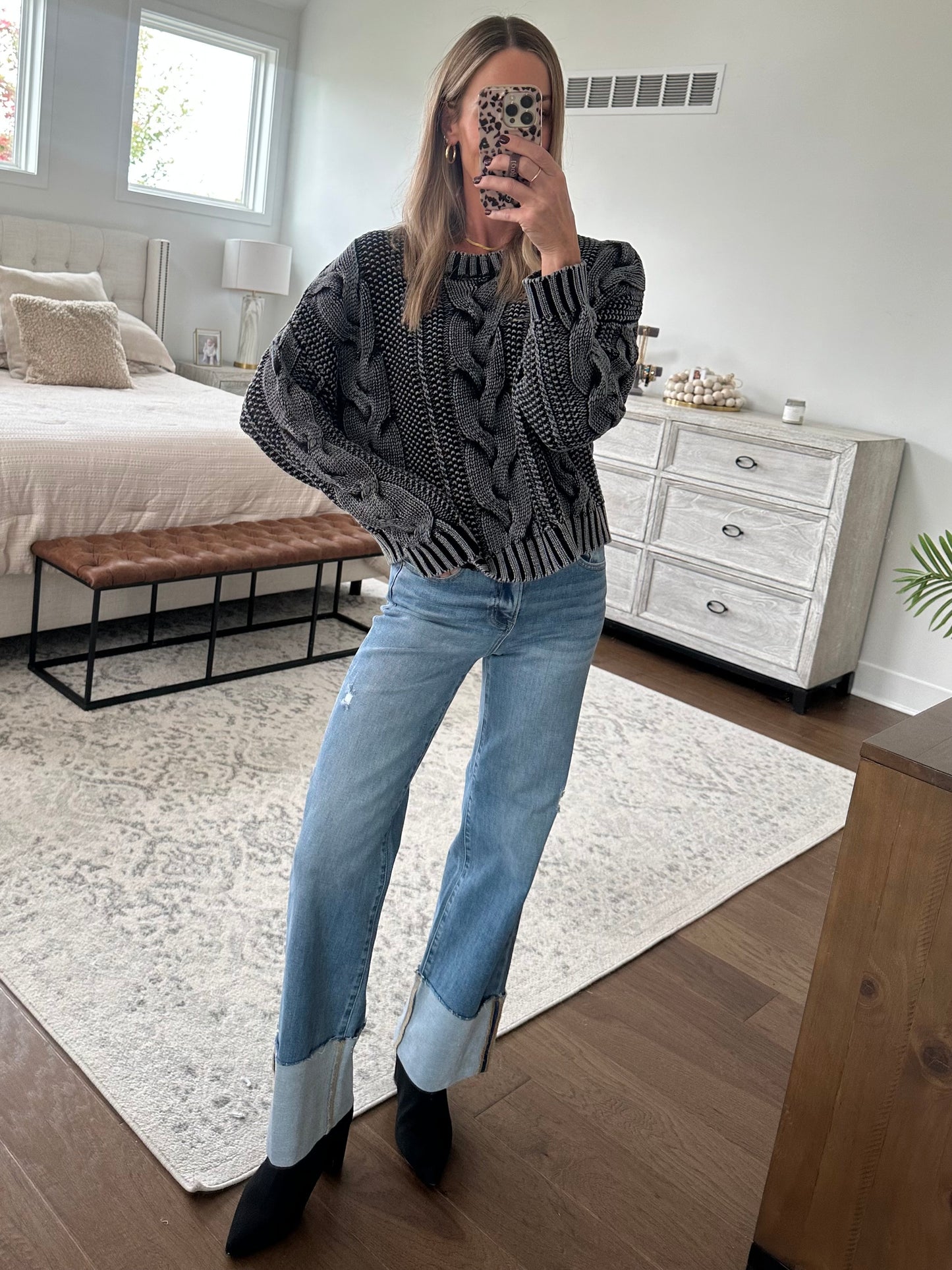 Charcoal Cable Knit Sweater