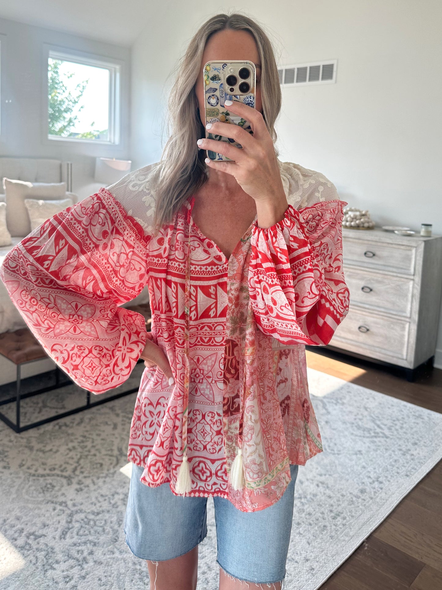 Red Printed Blouse