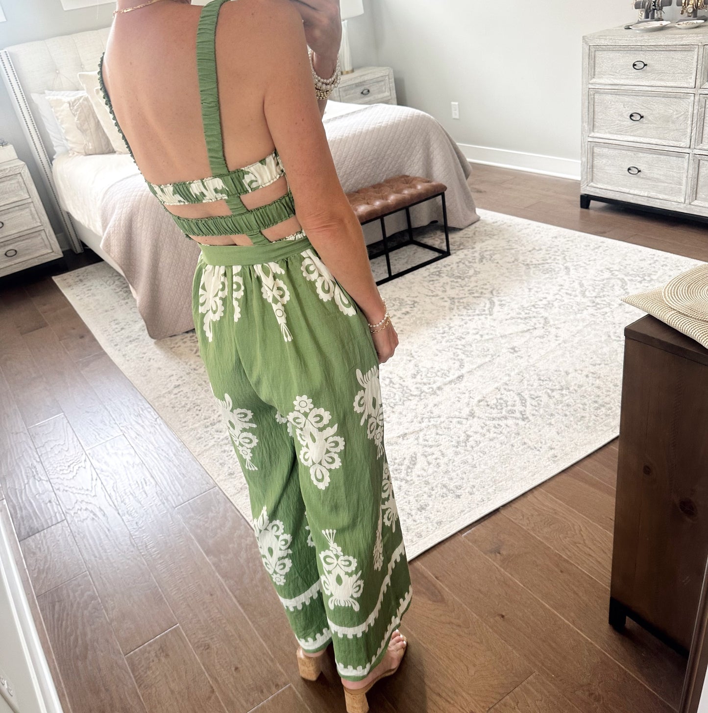 Green Printed Jumpsuit