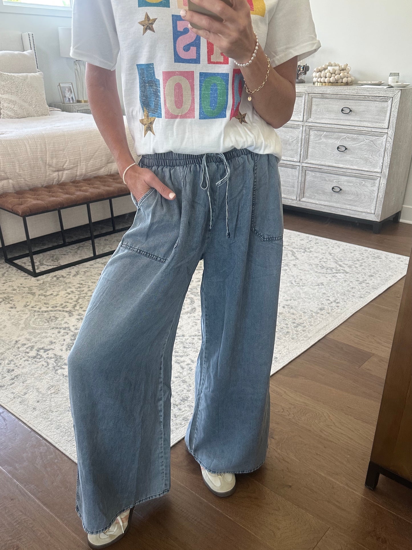 Chambray Palazzo Pant