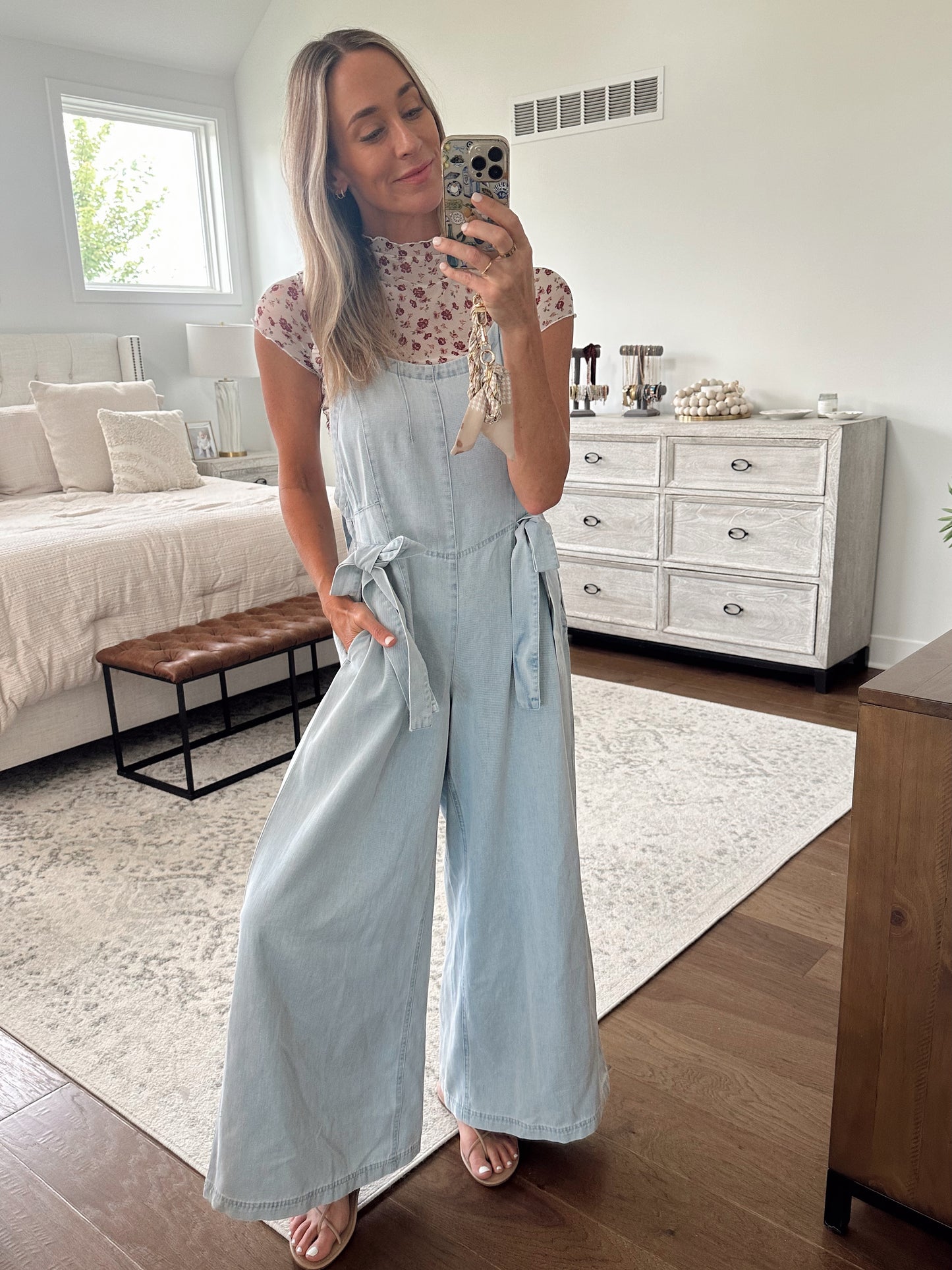 Bow Denim Jumpsuit
