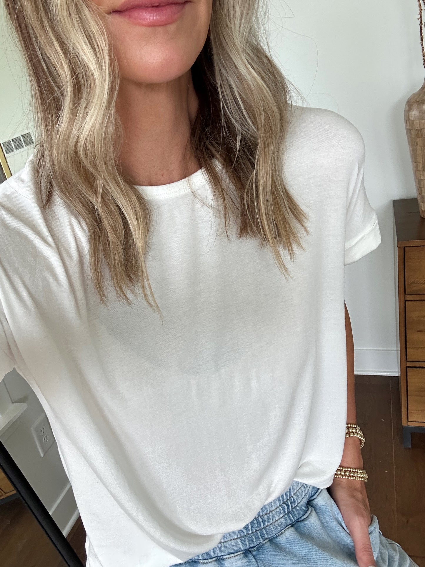 Soft Flowy Tee- White