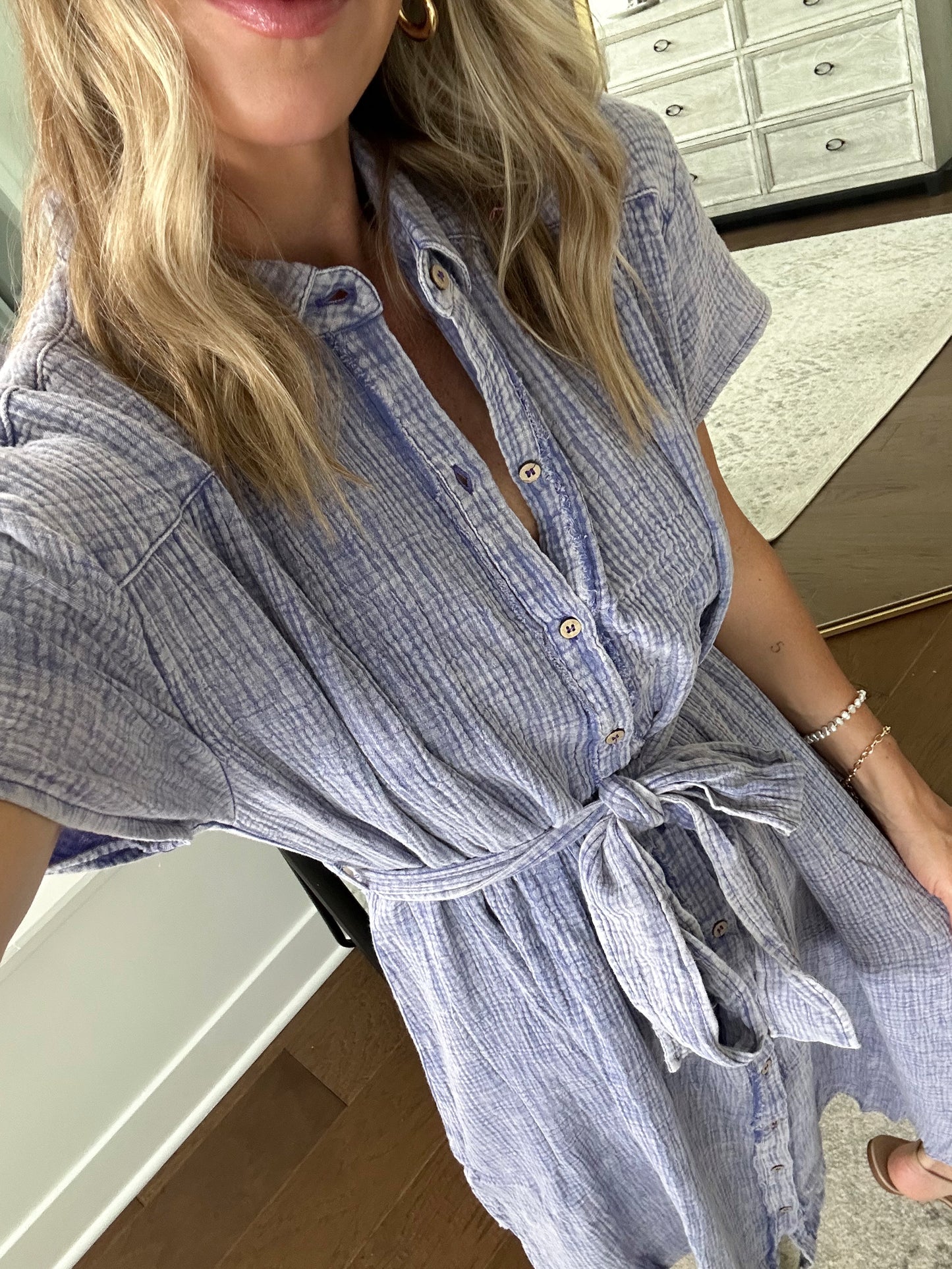 Washed Button Down Dress