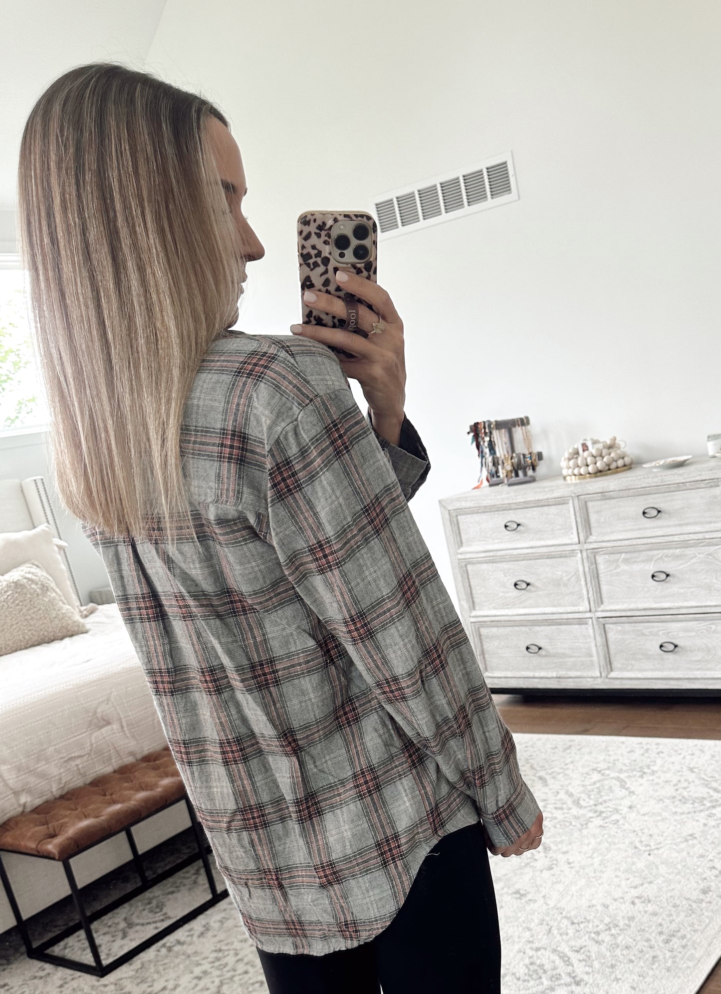 Classic Plaid Button Down- Grey