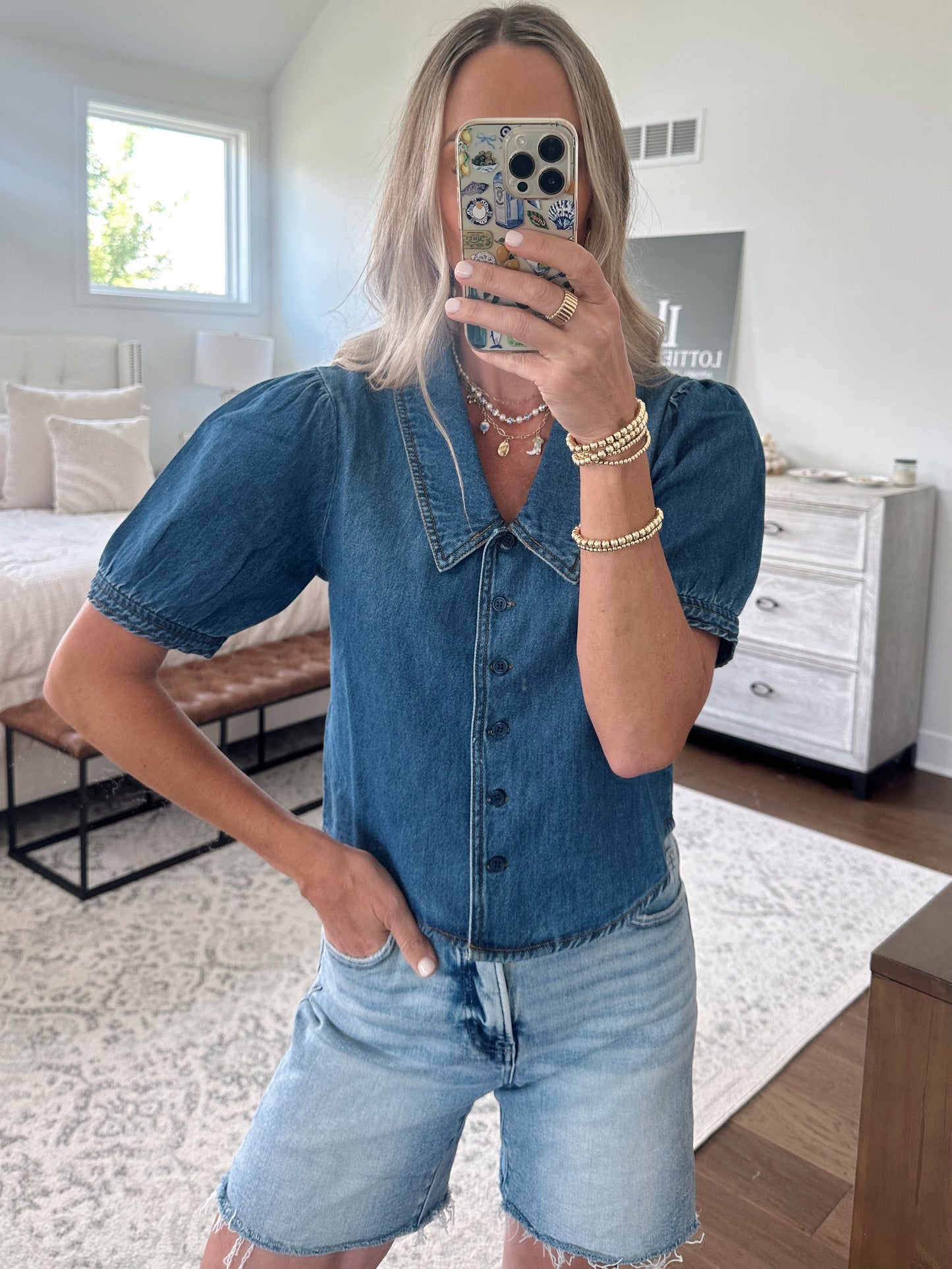 Denim Button Down Top