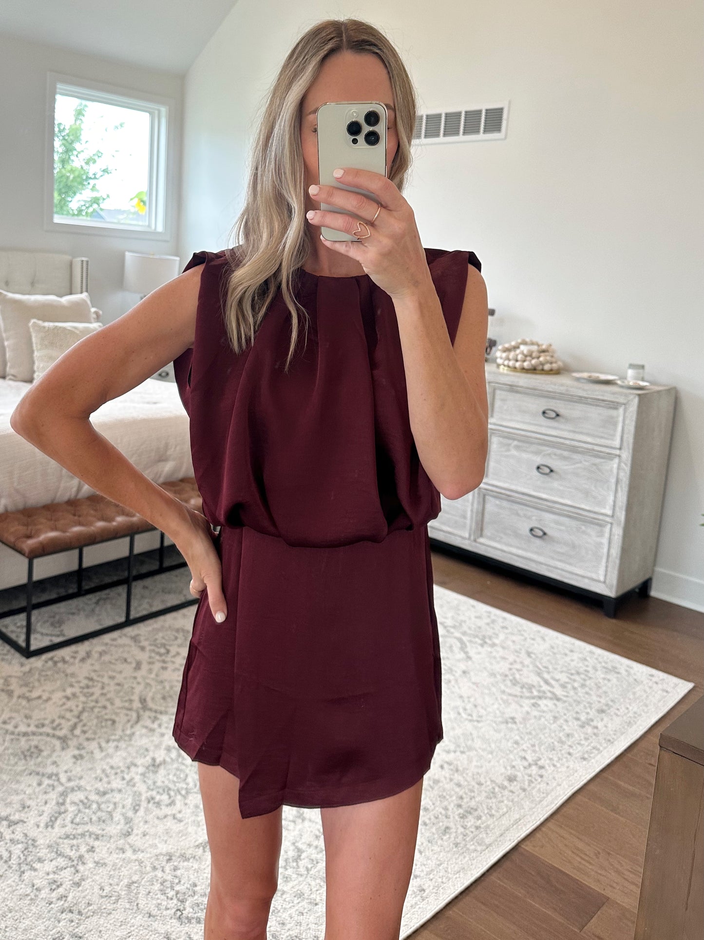 Burgundy Satin Romper