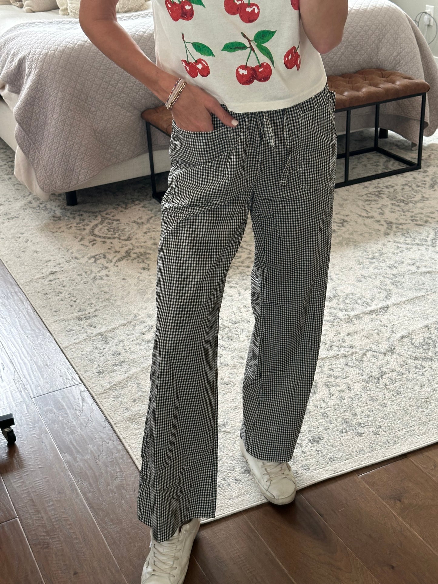 Gingham Pants- Black