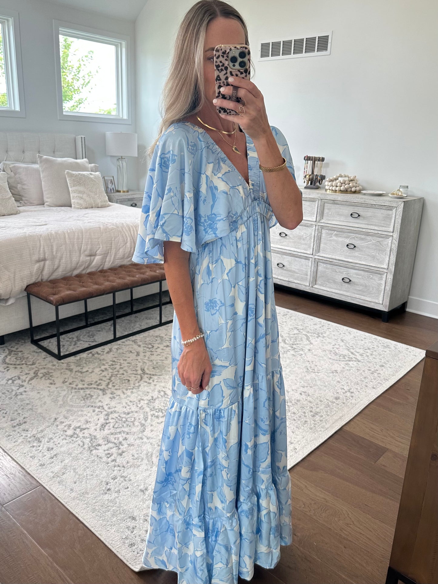 Light Blue Satin Maxi