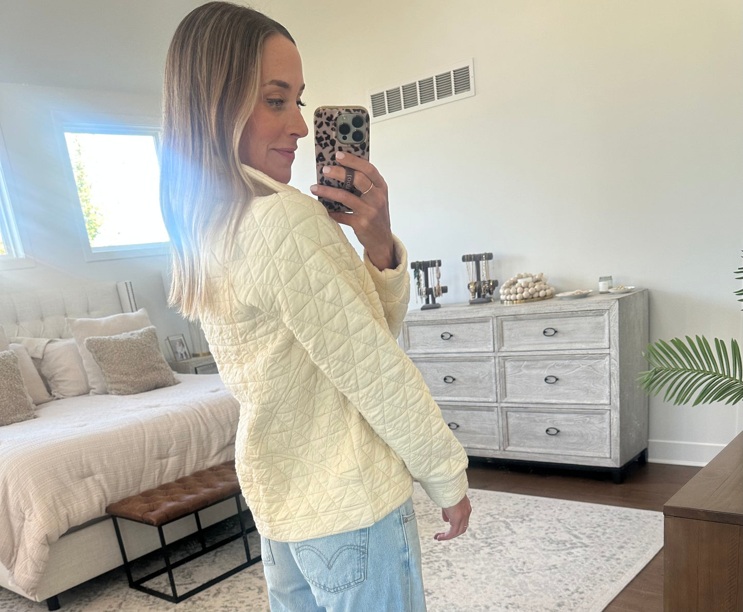 Cream Half Zip Sweatshirt