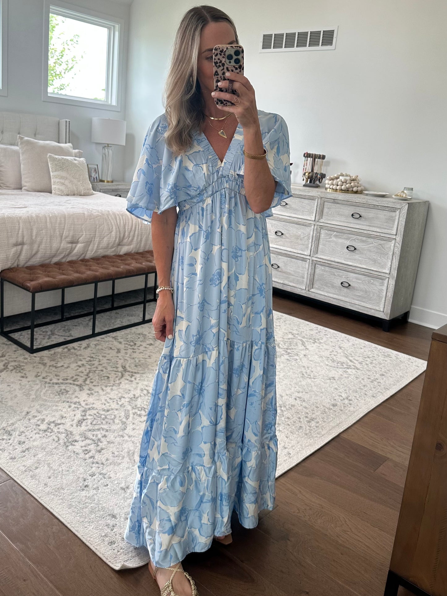 Light Blue Satin Maxi