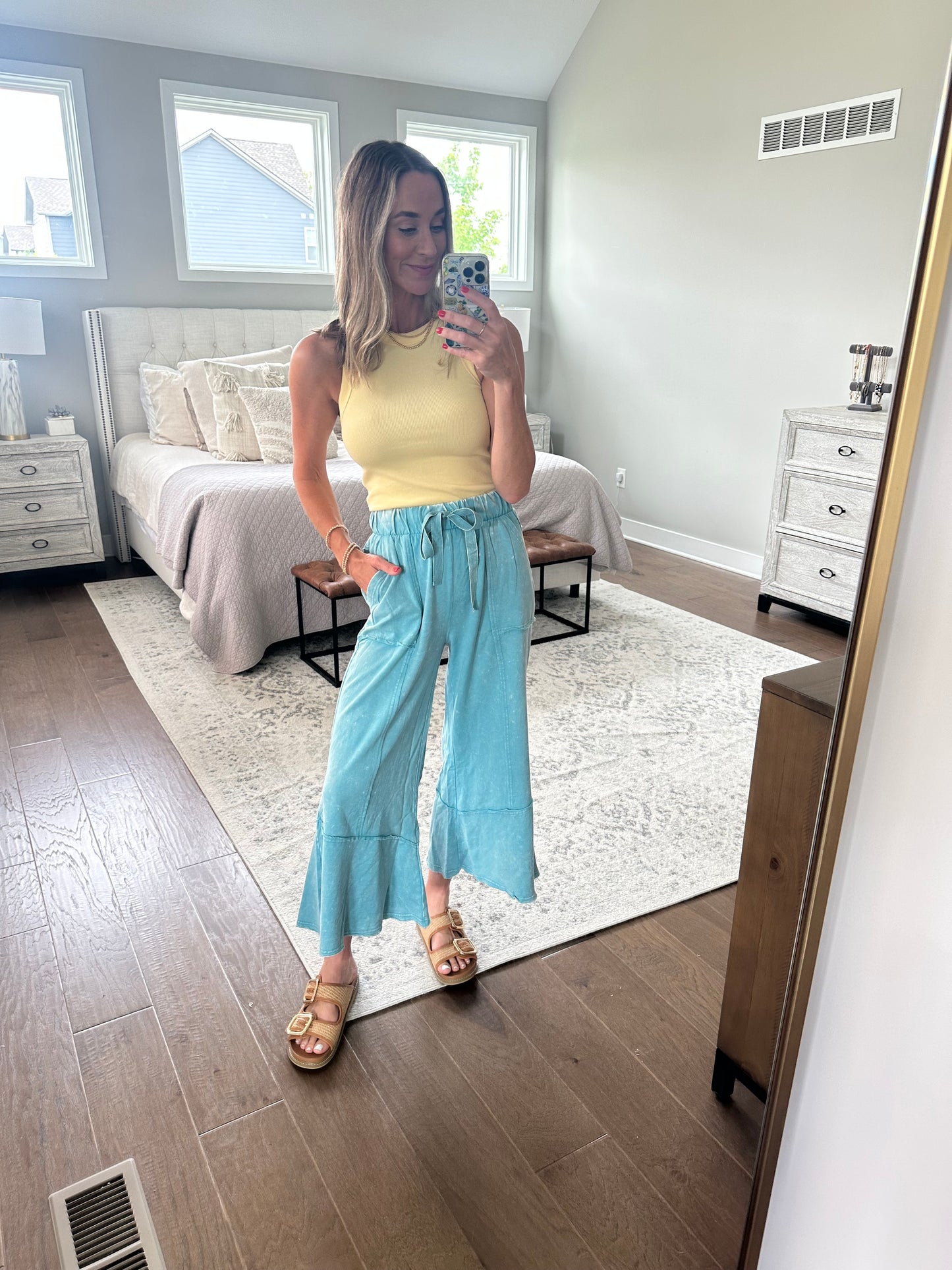 Flare Hem Pant- Blue