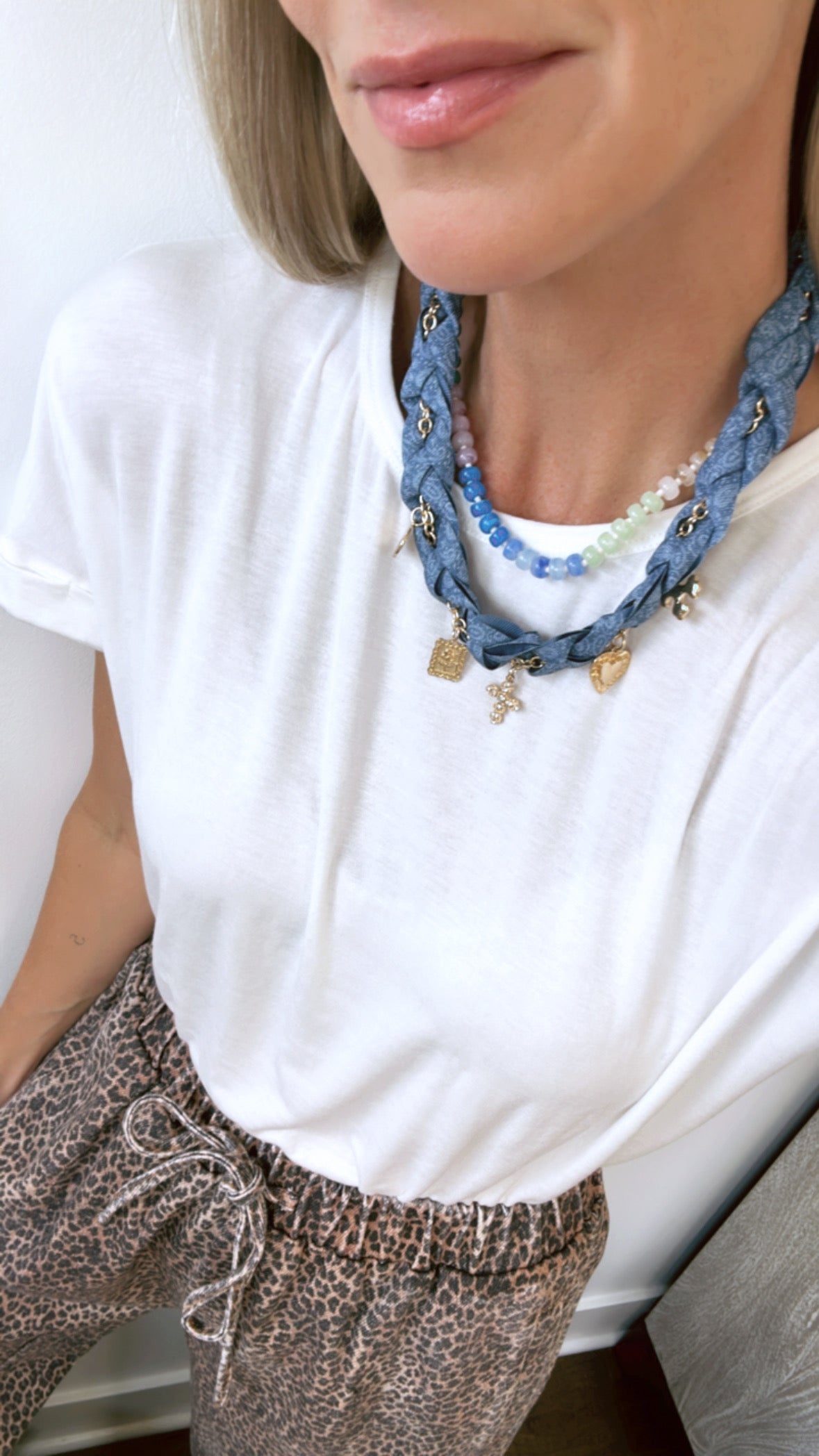 Denim Charm Necklace