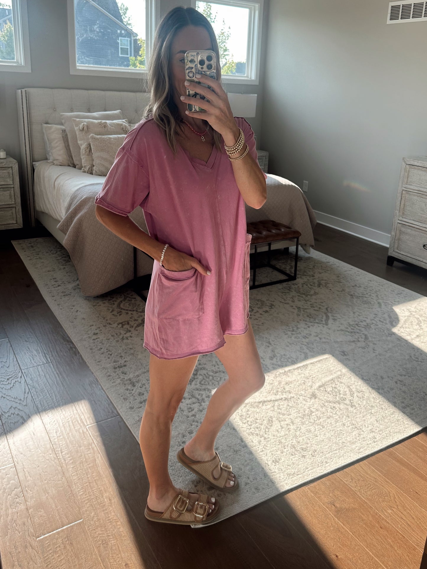 Acid Wash Romper- Orchid