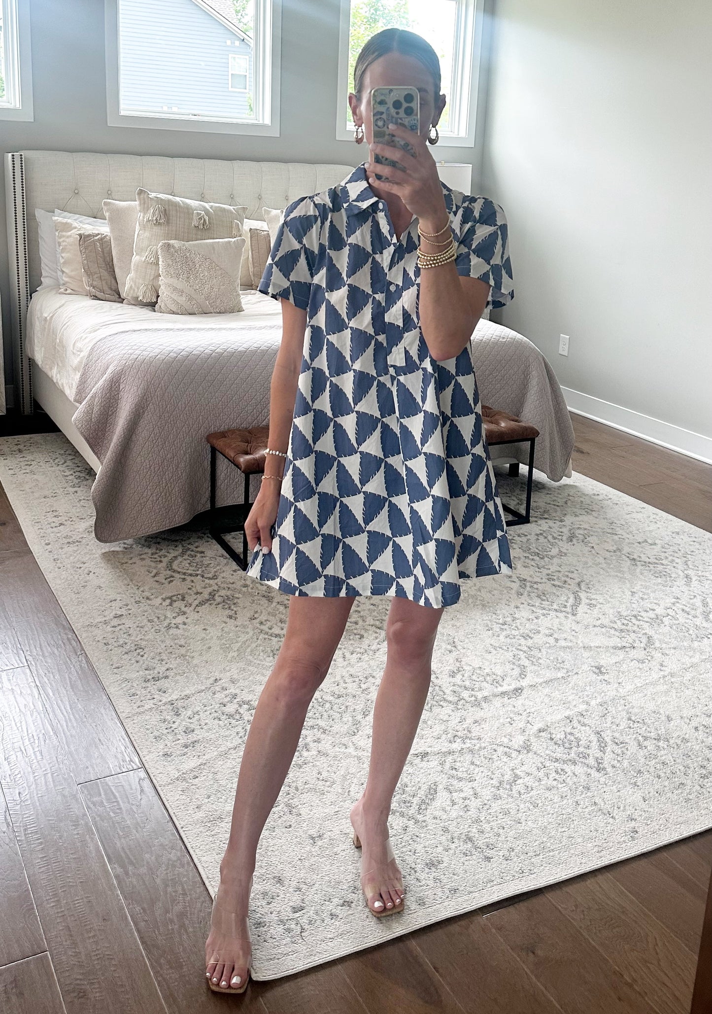 Blue Geo Mini Dress