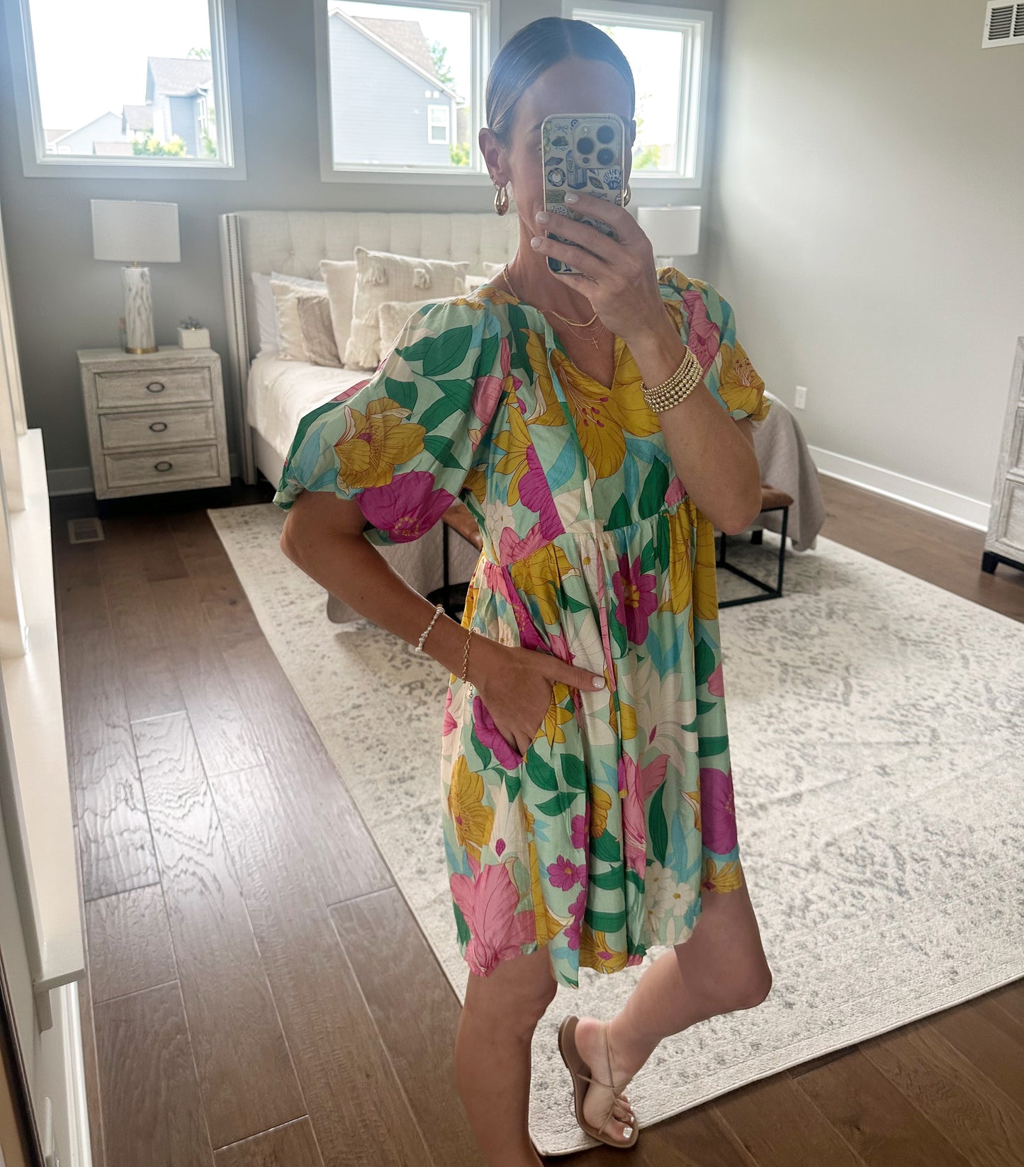 Mint Floral Dress