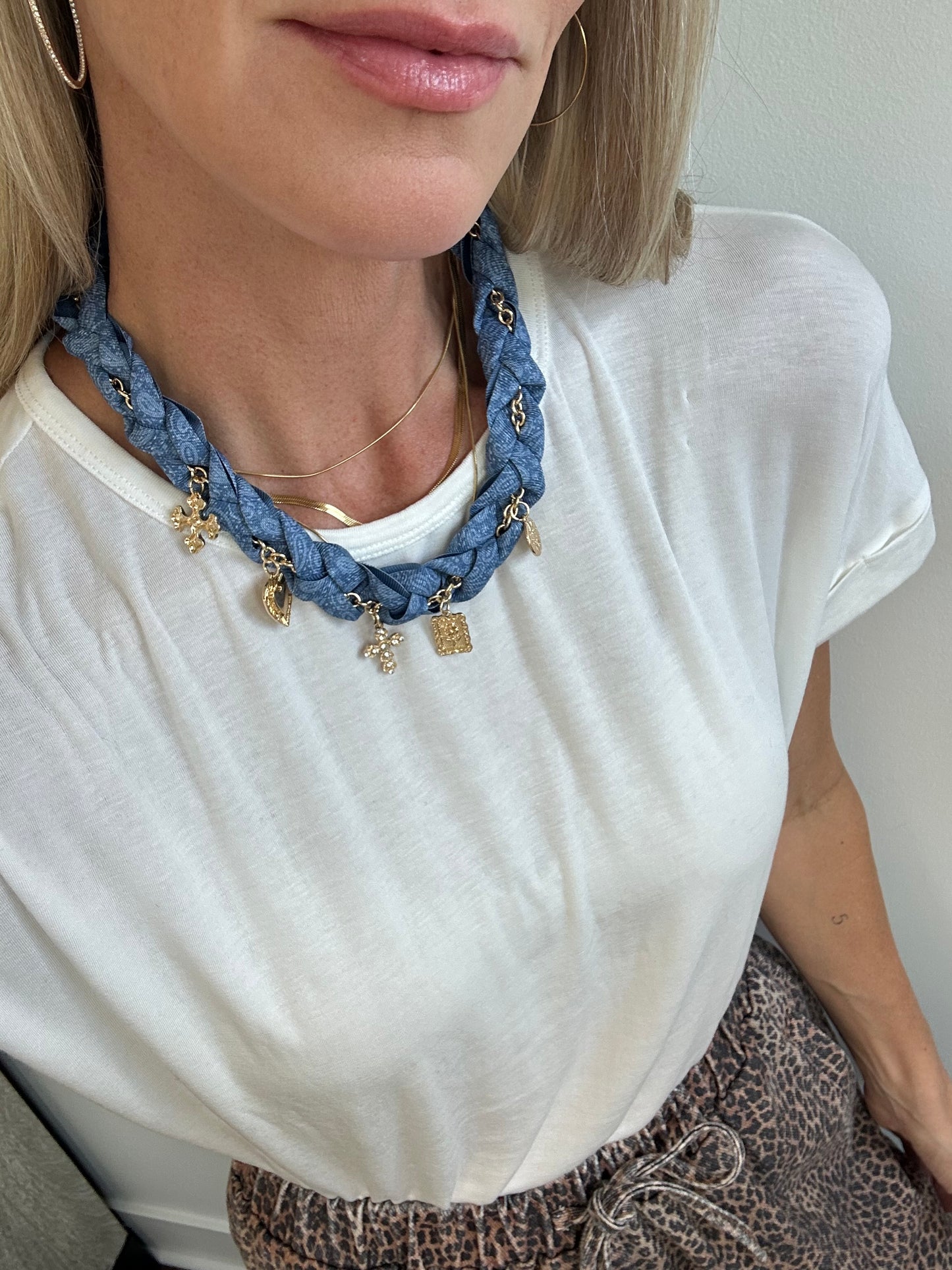 Denim Charm Necklace