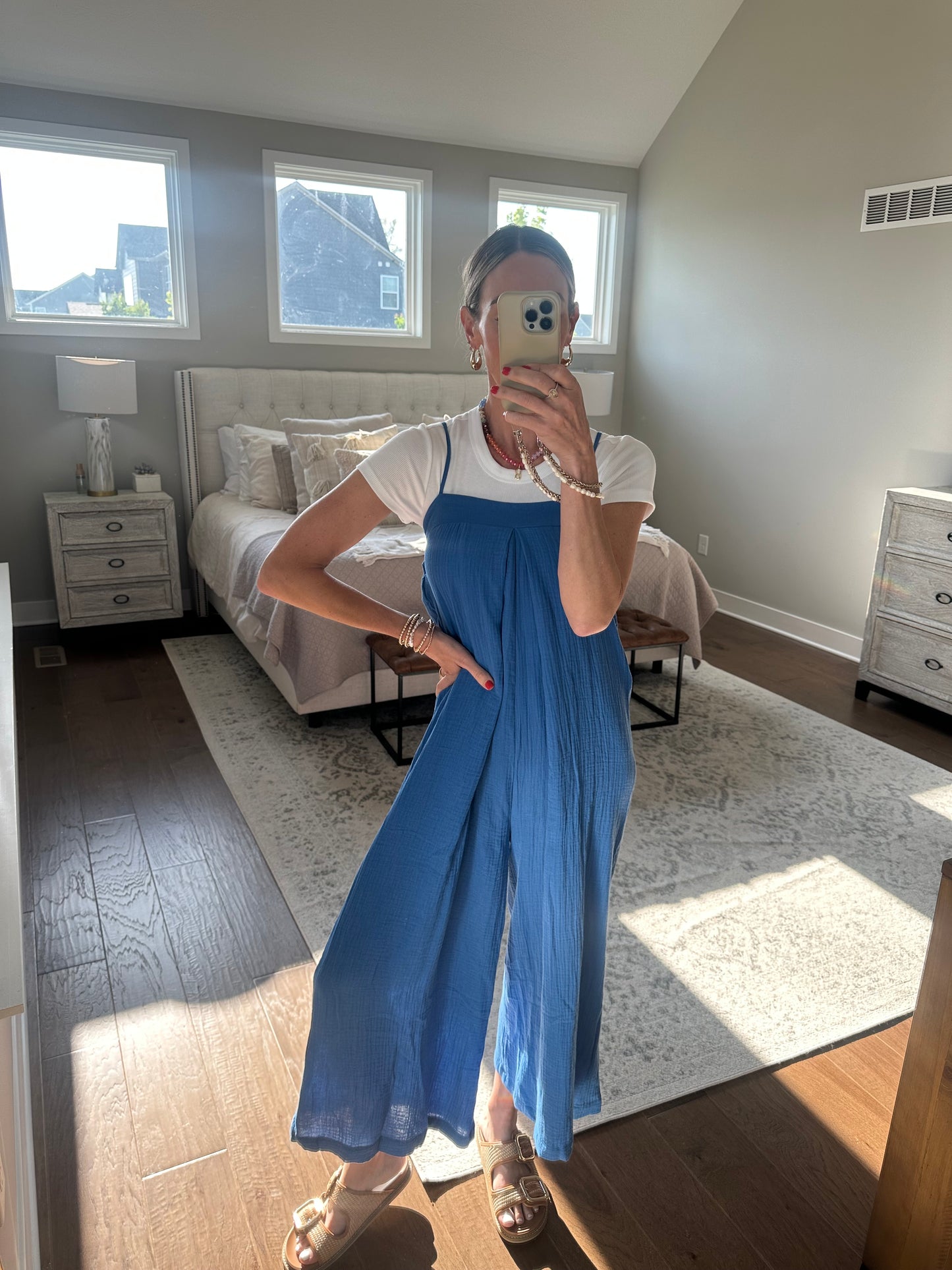 Wide Leg Jumpsuit- Cobalt